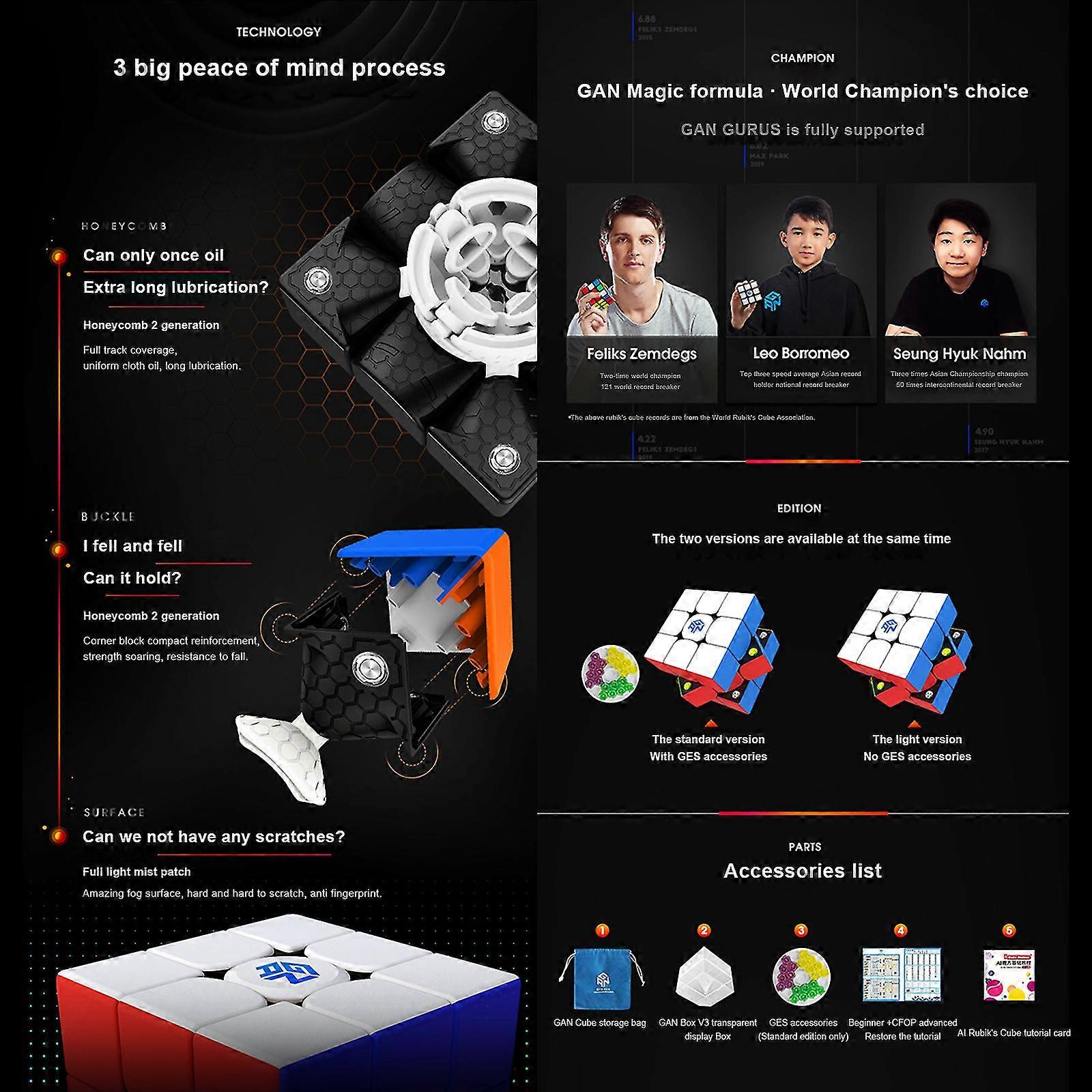 Gan 356m 2.36*2.36 In Magnetic Speed Cube Stickerless Gans Magic Cube Stickerless Cube Frosted Surface