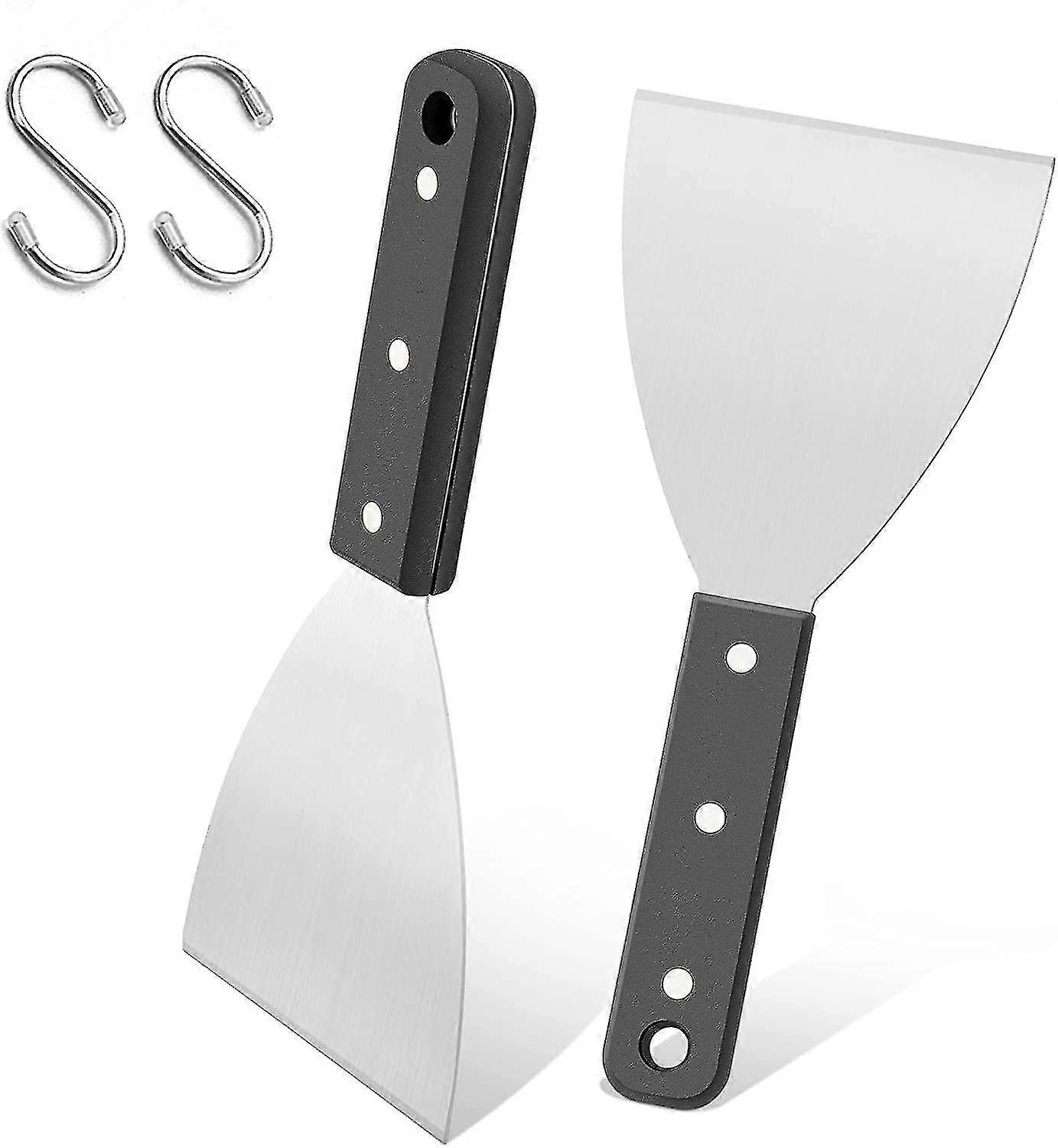 2 Pieces Griddle Scraper,stainless Steel Slant Edge Grill Scrapers For Food Service/cooking/cleaning