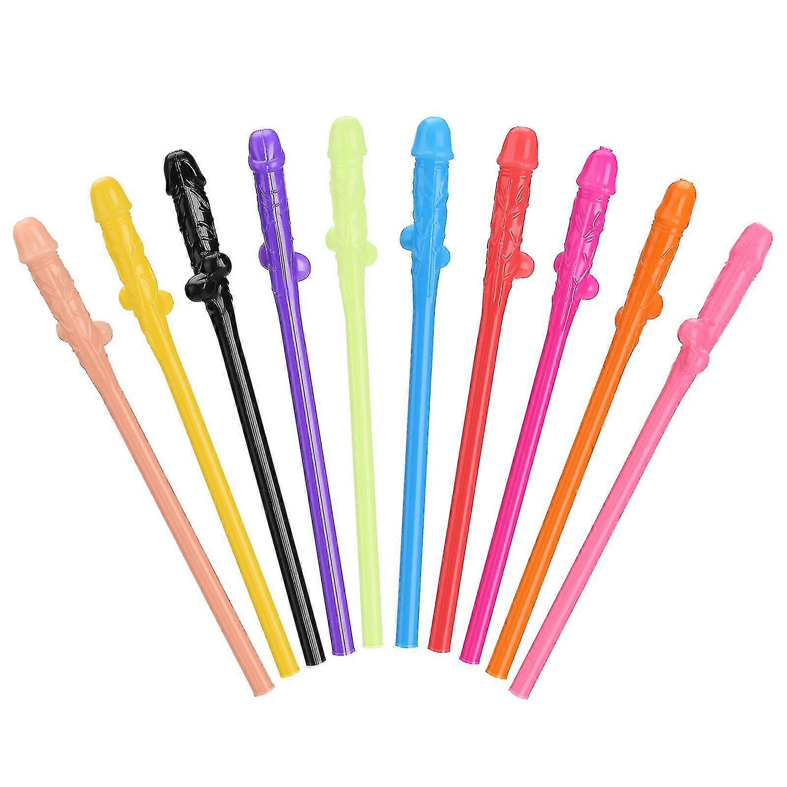 Interest Pipette Multicolor Food Grade Material Unique Shape 10pcs Funny 19cm Long Bar Bachelor Party Straw
