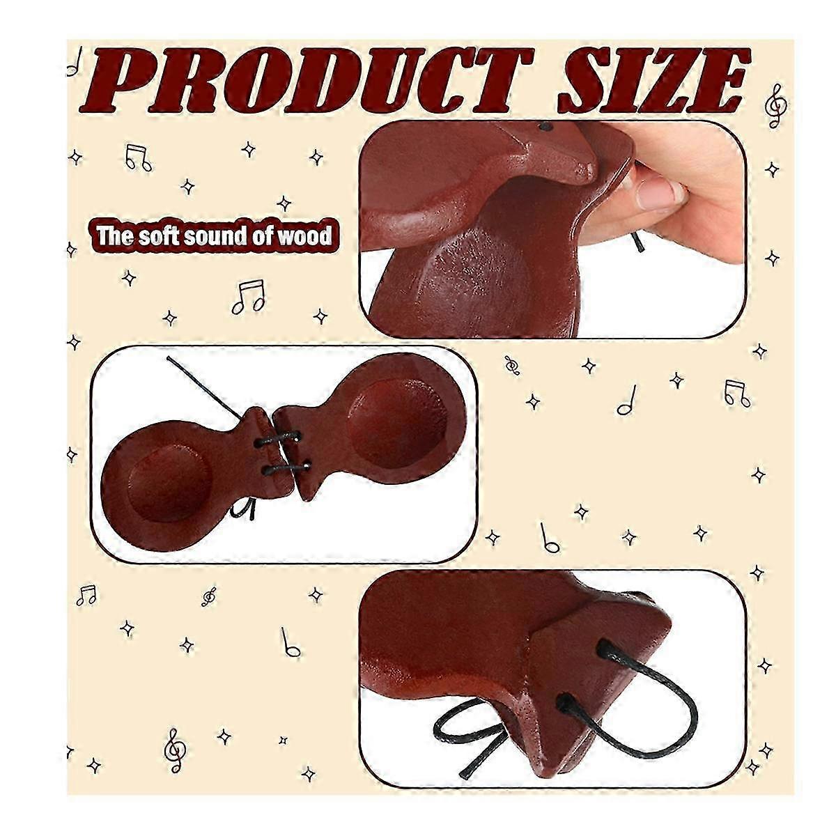 1 Pair Spanish Castanets Flamenco Castanets with String Traditional Wood Hand Percussion Castanets(