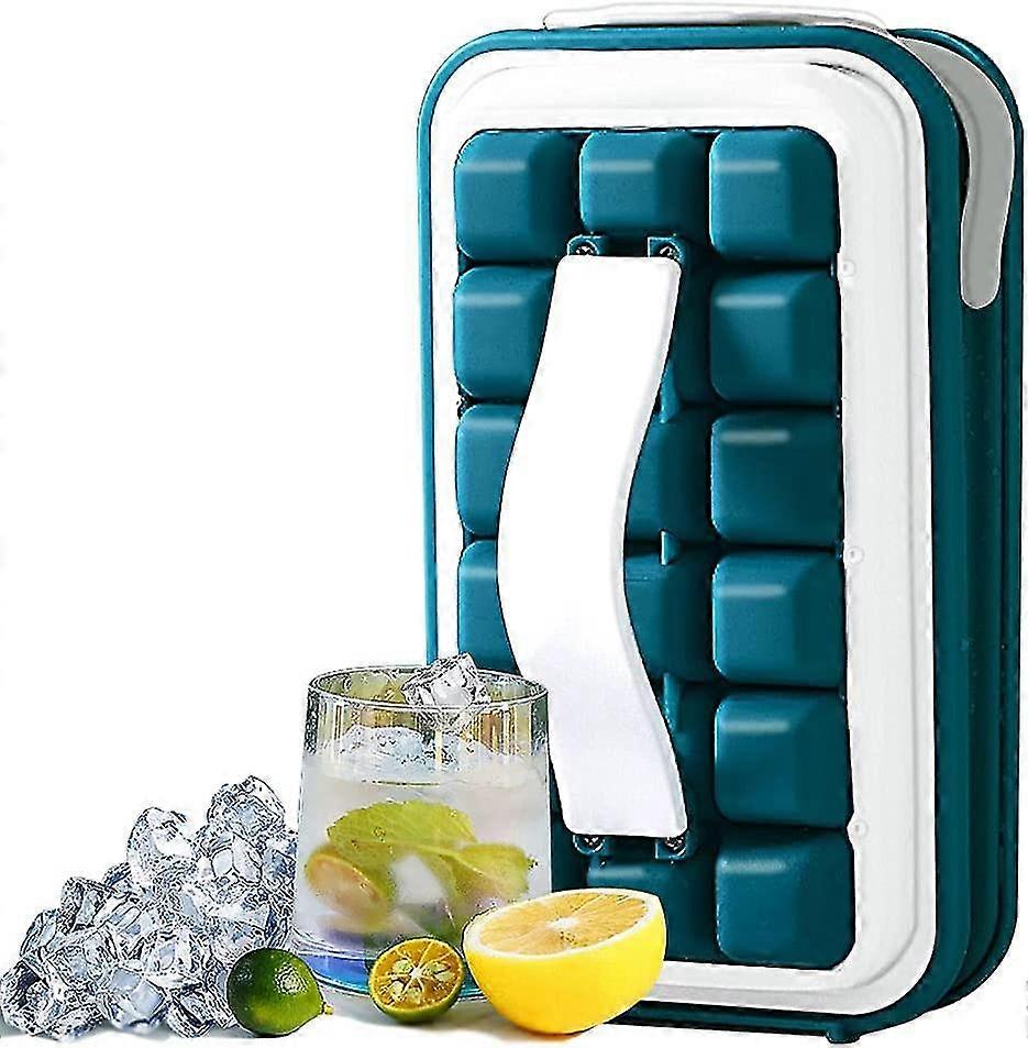 Ice Cube Trays, Portable Silicone Ice Cube Bin With Storage For Freezer, Easy Push And Pop Out Ice Cube Maker Mold For Whisky, Red Wine, Cocktail