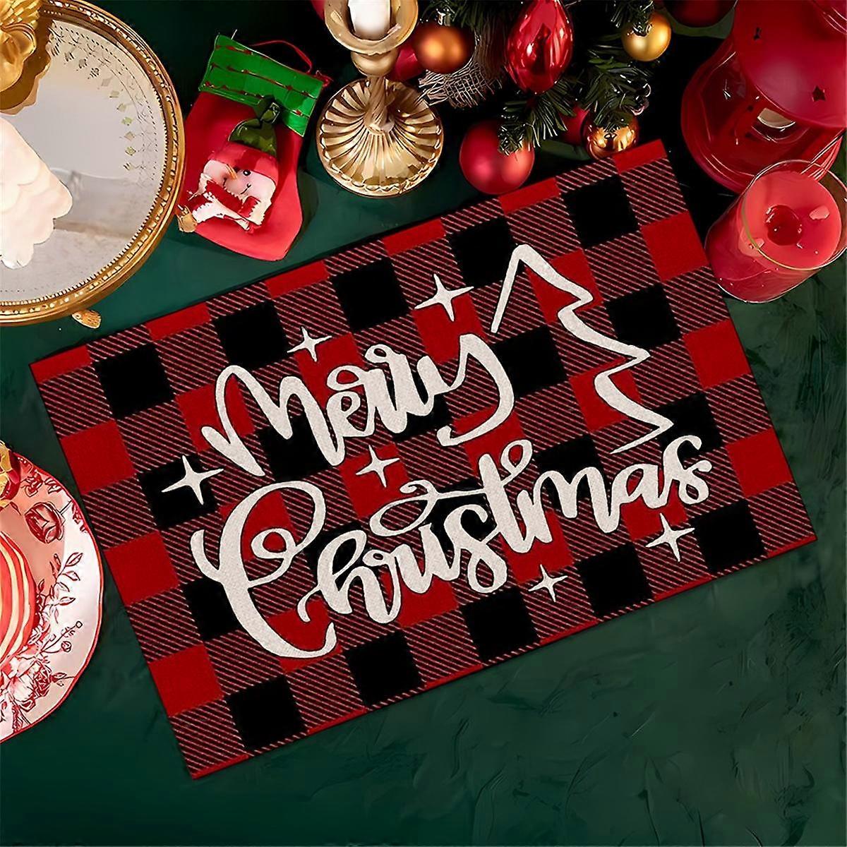 4PCS Xmas Trees Snow Pink Christmas Placemats Winter Table Mats for Kitchen Dining Decoration E