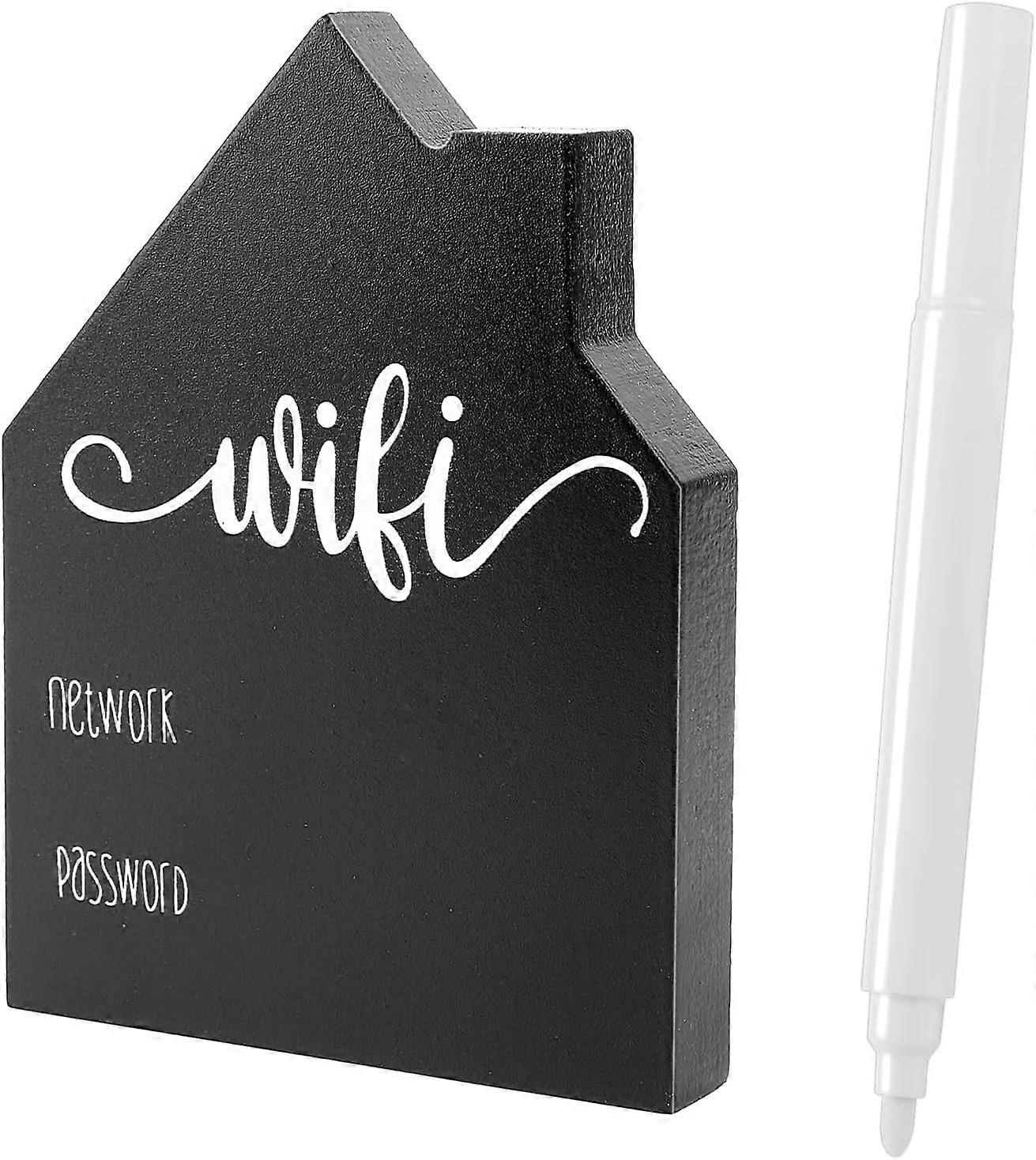 Wifi Password Wifi Sign for Guests Guest Wifi Password Sign Pattern Wooden Table Sign for Home Freestanding Chalkboard Style House Shape