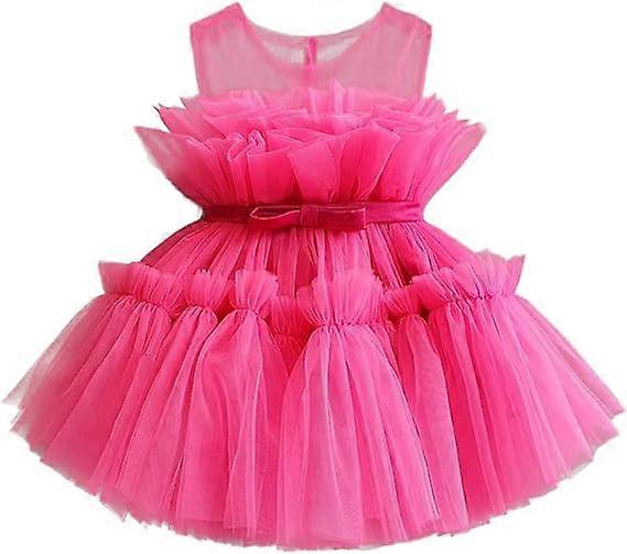 幼児と赤ちゃんの女の子のための女の子のチュールフラワープリンセスウェディングドレス100cm