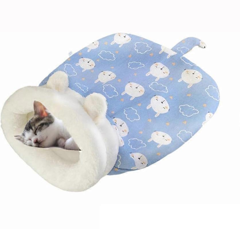 Cat Bed Cave Sleeping Bag, Pet Mat Warming Pad Sack