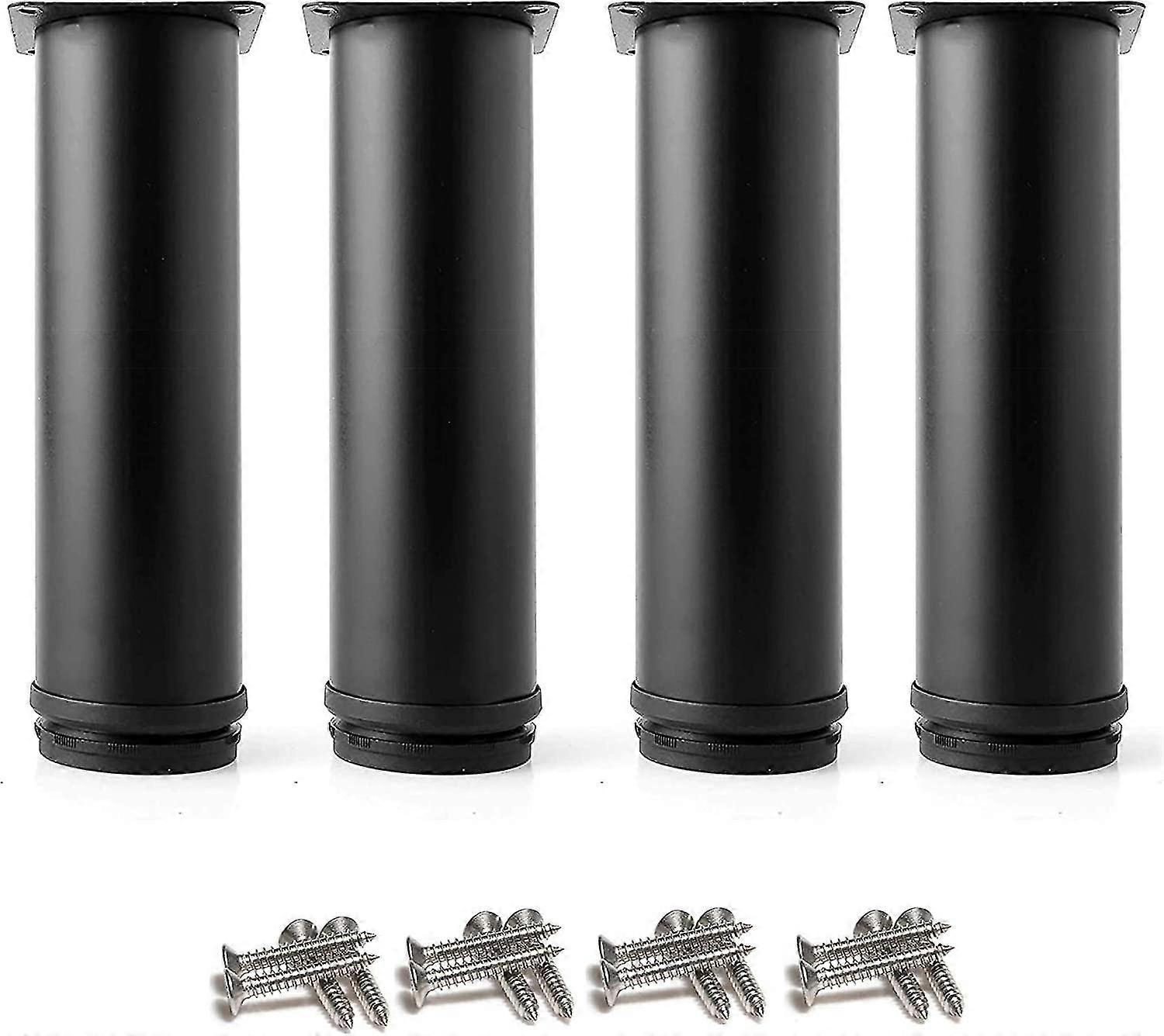 4 רגליים שחורות מתכווננות גובה 200 מ"מ מעובות, נירוסטה מתכווננת 0-15 מ"מ מגיעות עם ברגים