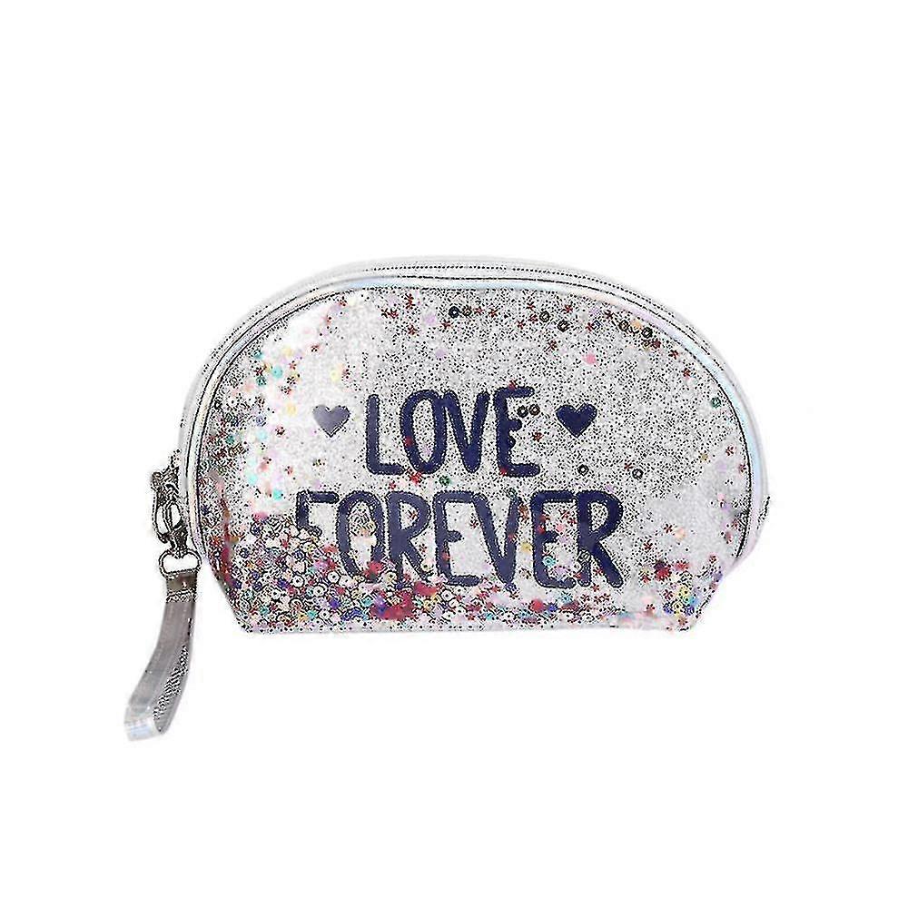 Hmwy-sequin Makeup Bag With Interlayer(22x7.5x14cm)(silver)