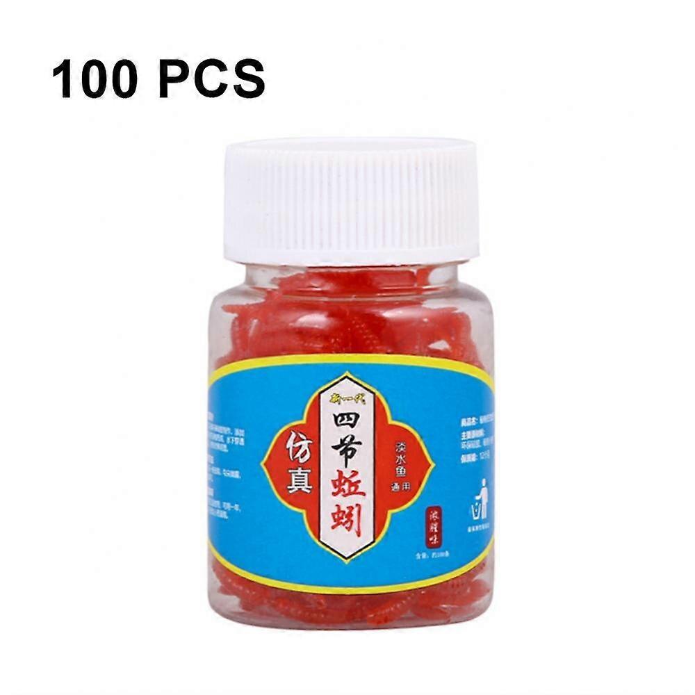 100PCs Pêche Crucian Luya Appât Souple Appât Lumineux Petit Ver Rouge Ver de Terre Plus Poisson Faux Appât Simulation Ver de Terre Faux Appât