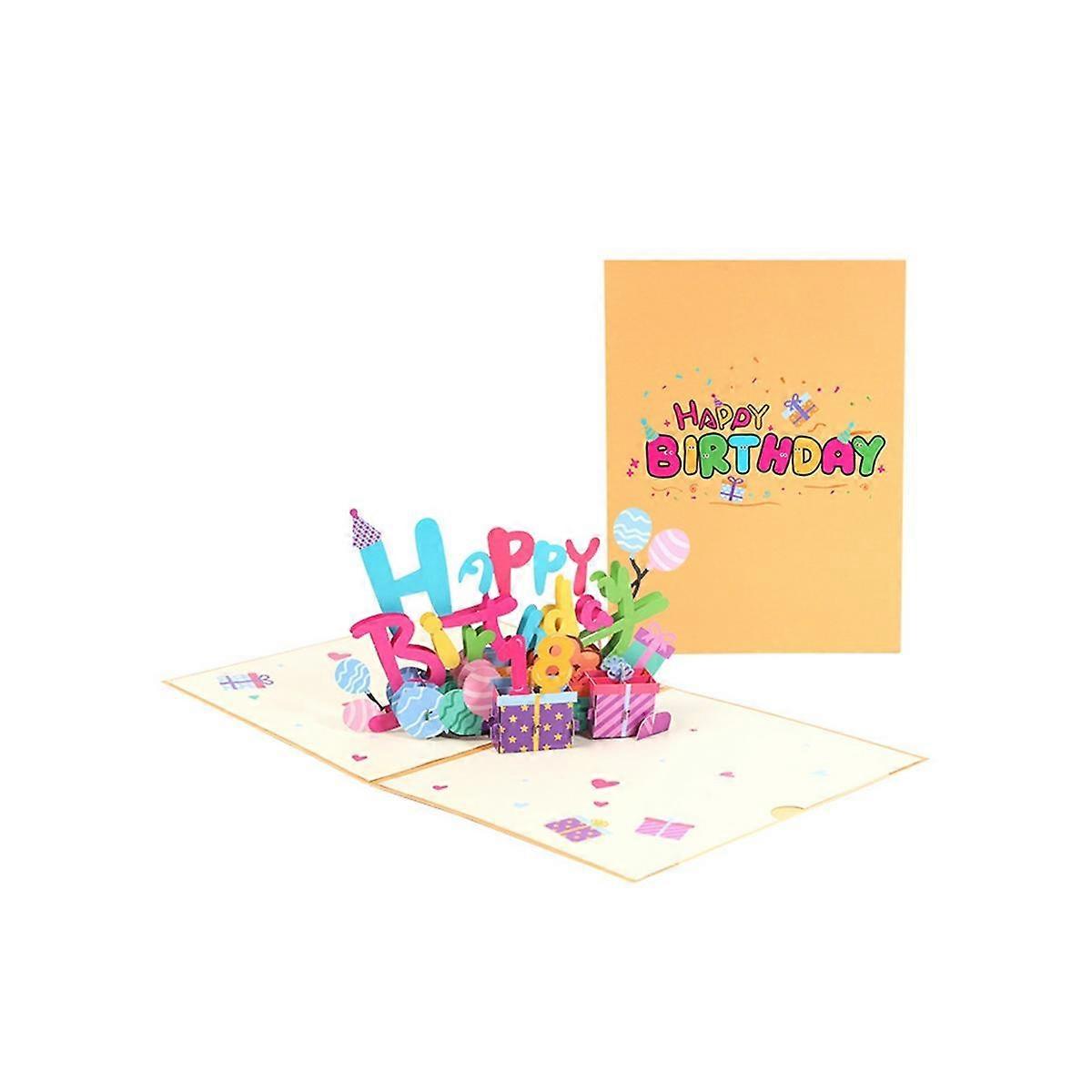 3D Threedimensional Birthday Greeting Card Colorful Handmade Paper Carving Blessing Gift Message In