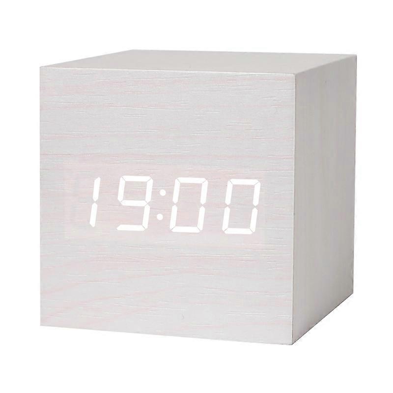Digital Clock Alarm Clock Wooden Alarm Clock Usb Battery Powered Desk Clock Cube Clock Multi-color Optional
