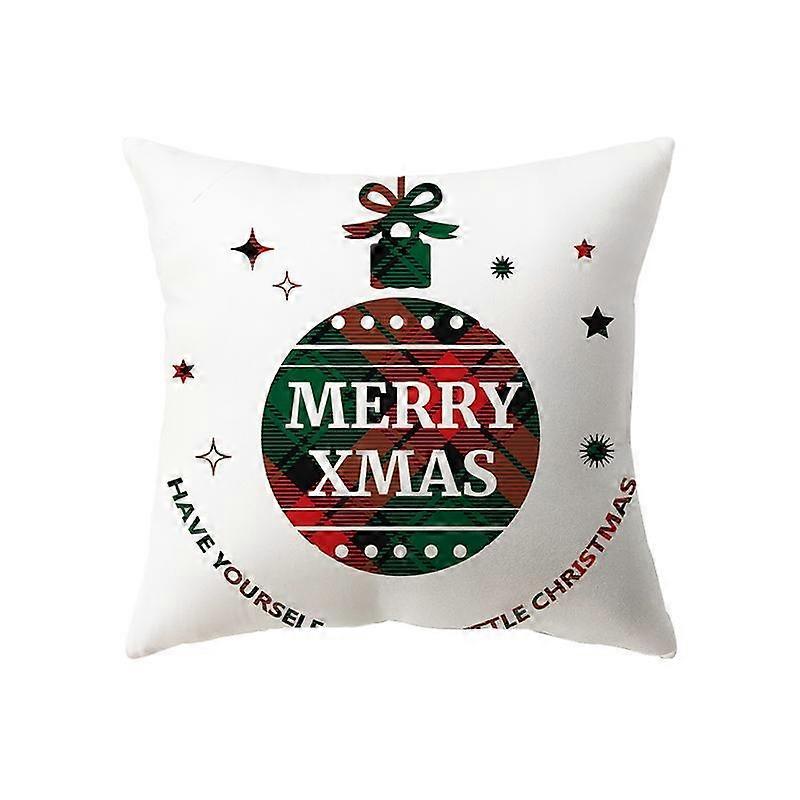 Jul Tema Julemanden Elg Juletræ Print Mønster Pudebetræk Hjem Stue Sofa Decoratio
