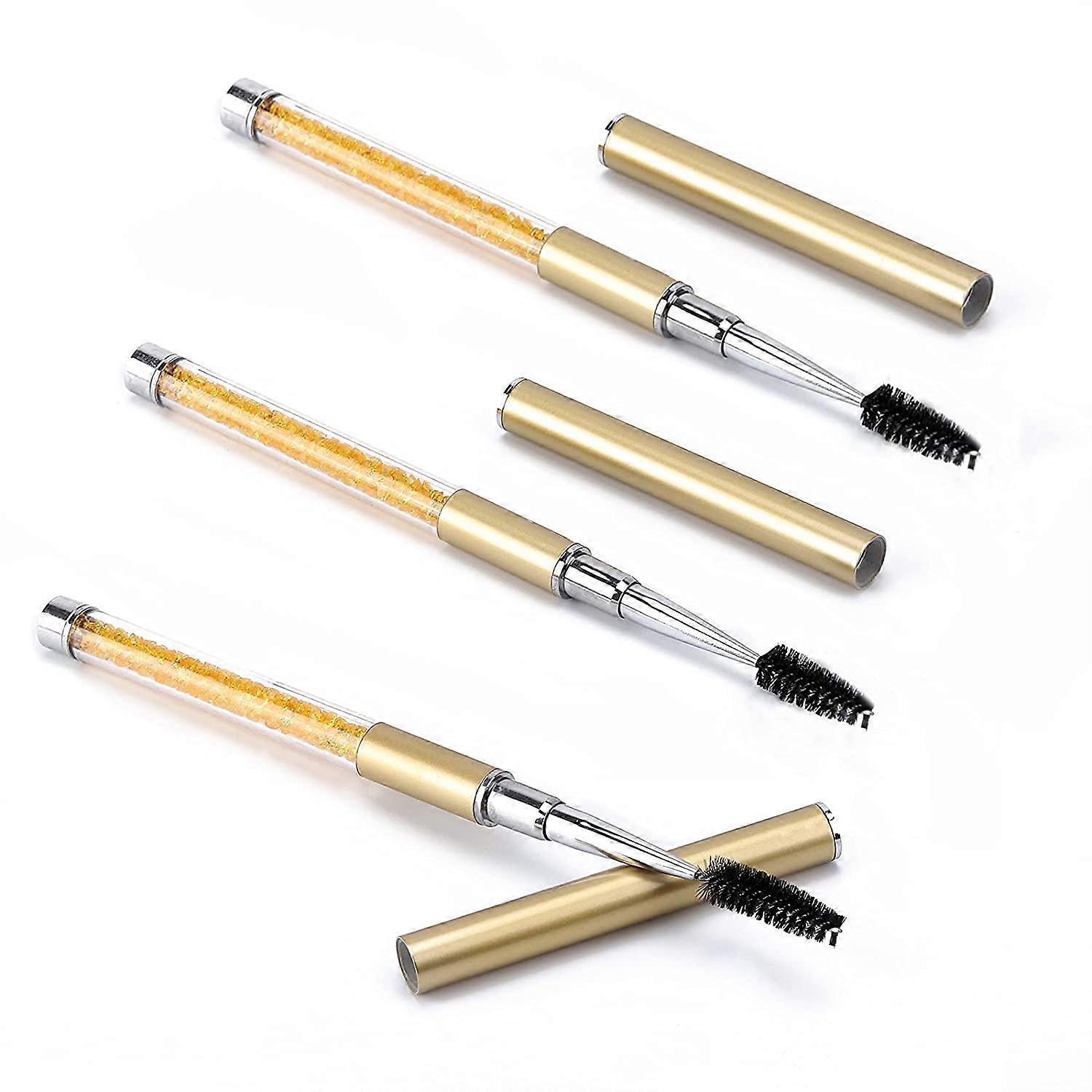 3 Pieces Eyebrow Spoolie Brush with Cover and Crystal Eyelashes Brush Portable Spooly Brush Mascara Separator Tool