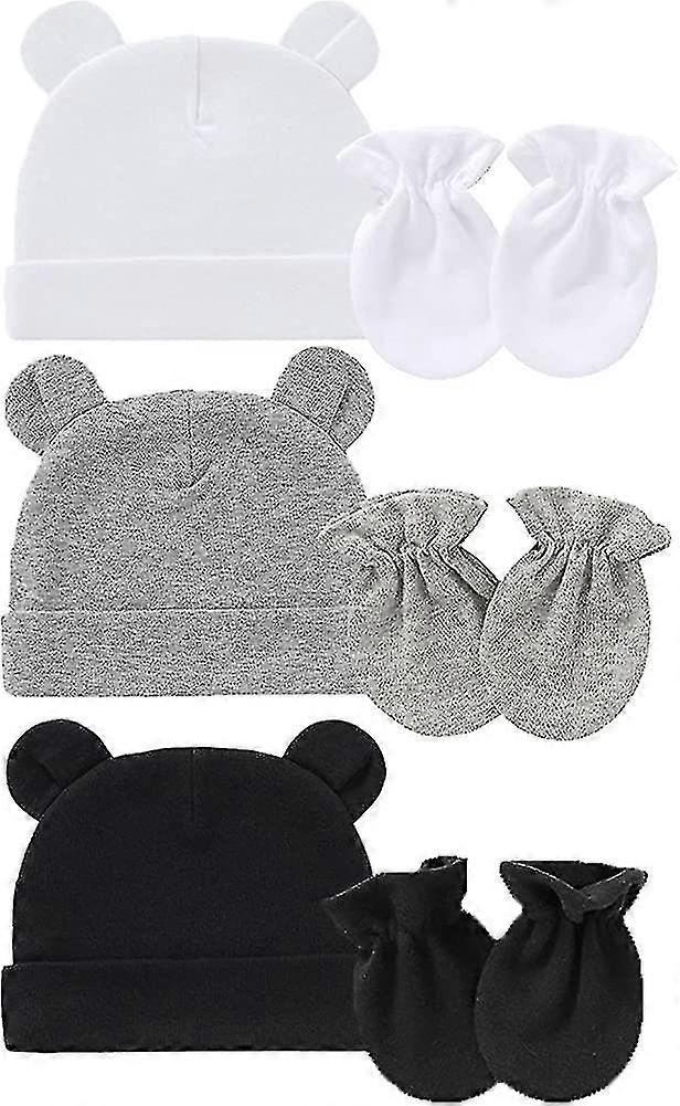 Chapeau en coton nouveau-né Bonnet pour bébé nouveau-né, oreilles d’ours et nœud papillon élastique bébé