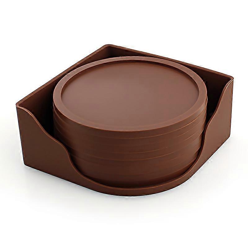 Brown Coasters Set of 8 - Table Protection for All Table Types, Granite, Glass, Soapstone, Sandstone, Marble, Stone - Flexible and Perfect for Any Siz