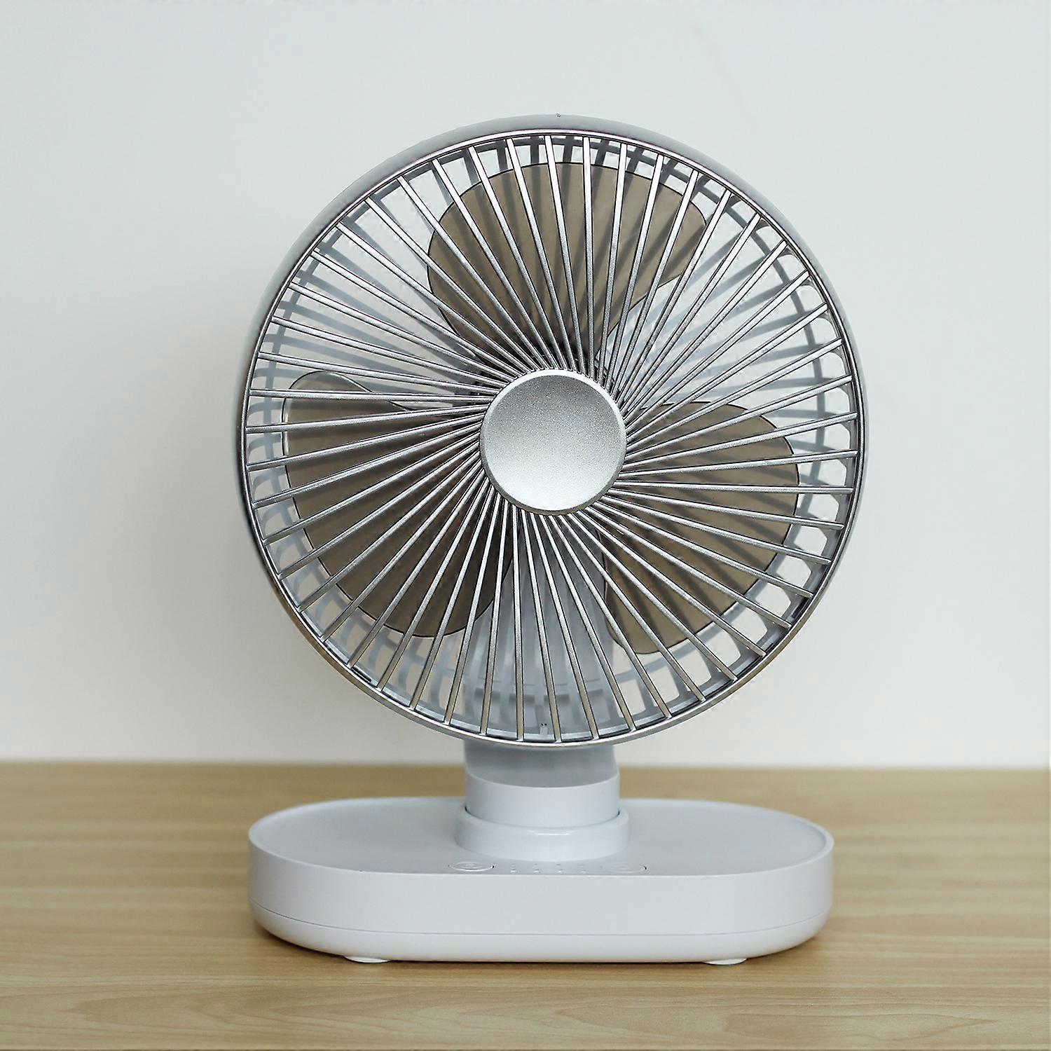 Ventilatore da tavolo ricaricabile, ventola silenziosa vibrante automatica argento da 4000 mAh, velocità regolabile a 4 velocità, ventola da tavolo mini USB, piccola ventola portatile, adatta per