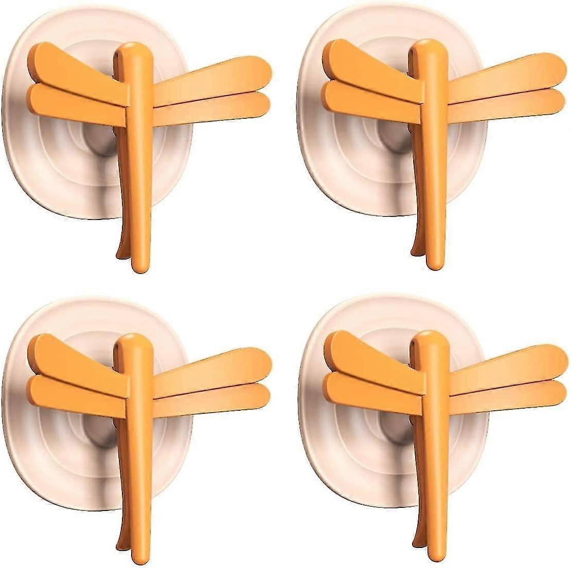 4pcs Adhesive Wall Hooks 15kg(max), Removable Multifunction Dragonfly Hooks, Plastic Wall Hooks