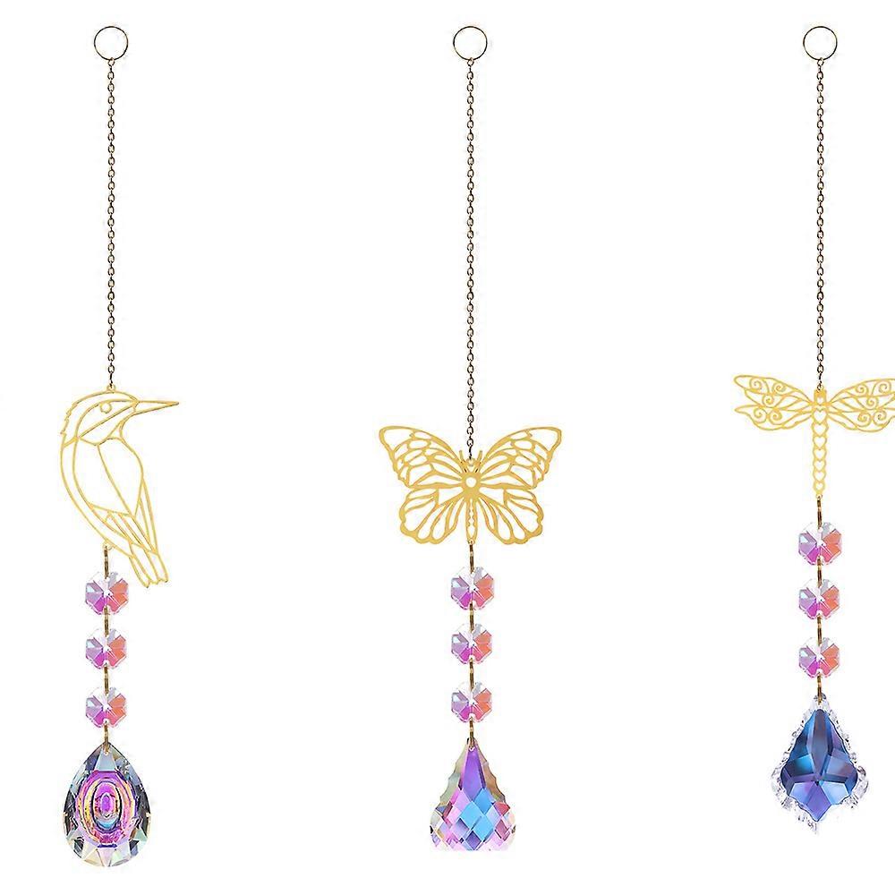 3 Pack Butterfly Crystals - Interior Window Hanging Prism Rainbow Maker Sun Catcher