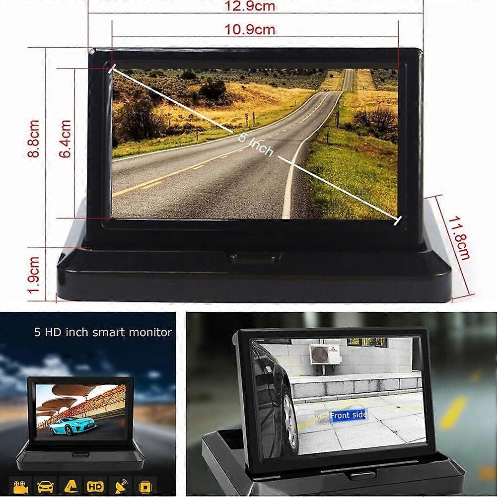 New 5'' 800*480 TFT LCD Foldable Car Monitor Reverse Parking Night Vision Rear View Camera Hd Monitor Display Two-way Av Input