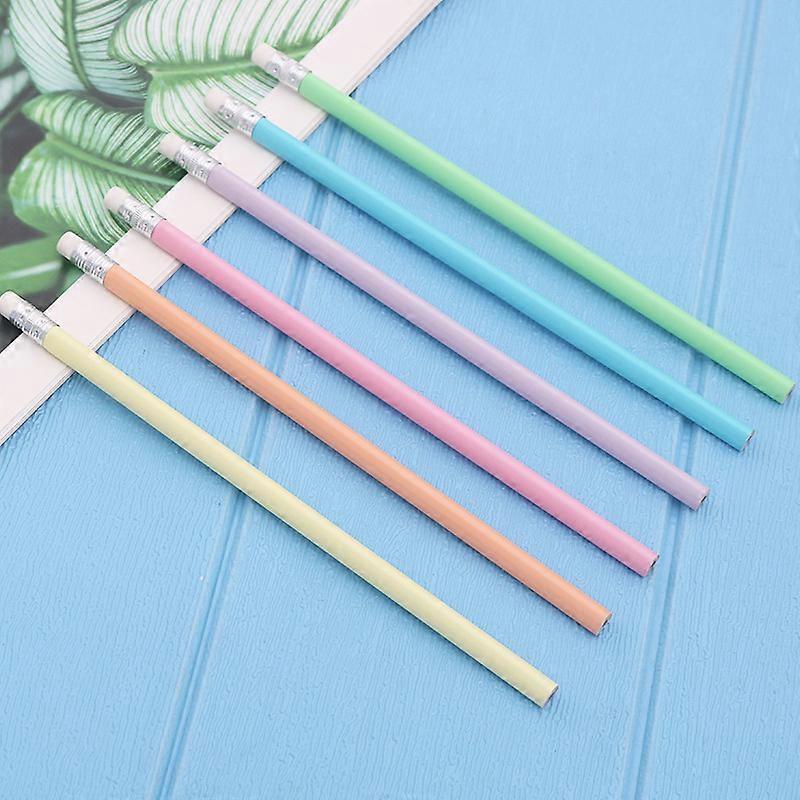 6 pencils HB macaron color fiber optic UV universal writing pen triangular color rod