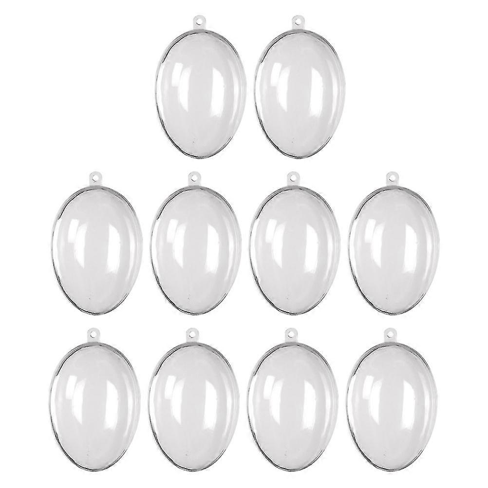 10pcs Transparent Plastic Eggs Decorative Easter Decorations Hanging Egg Decors-c