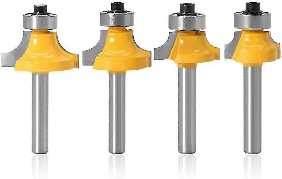 Set Of 4 Round Over Edging Router Bits, 1/4 Inch Shank Roundover Edge-forming Woodworking Corner Rounding Trimming Milling Cutter Tools Set, 5/16" 3/1