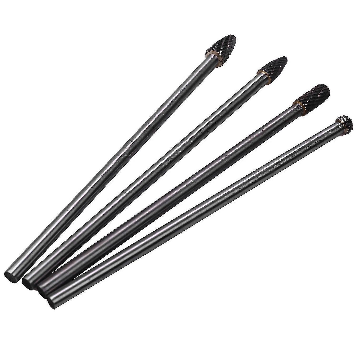 4pcs Long Reach Rotary Burr Double Cut Tungsten Carbide Bit 14 Inch Shank 6 Inch Set