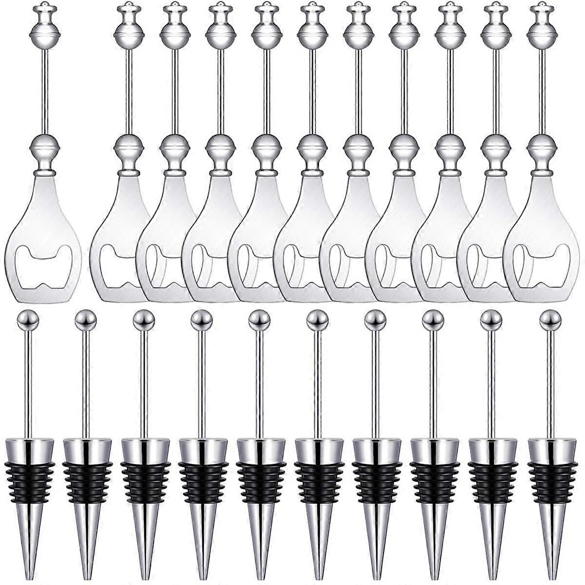 Beadable Wine Stoppers Beadable Beer Opener Set 10 Decorative Beaded Wine Bottle Stopper 10 Alloy R