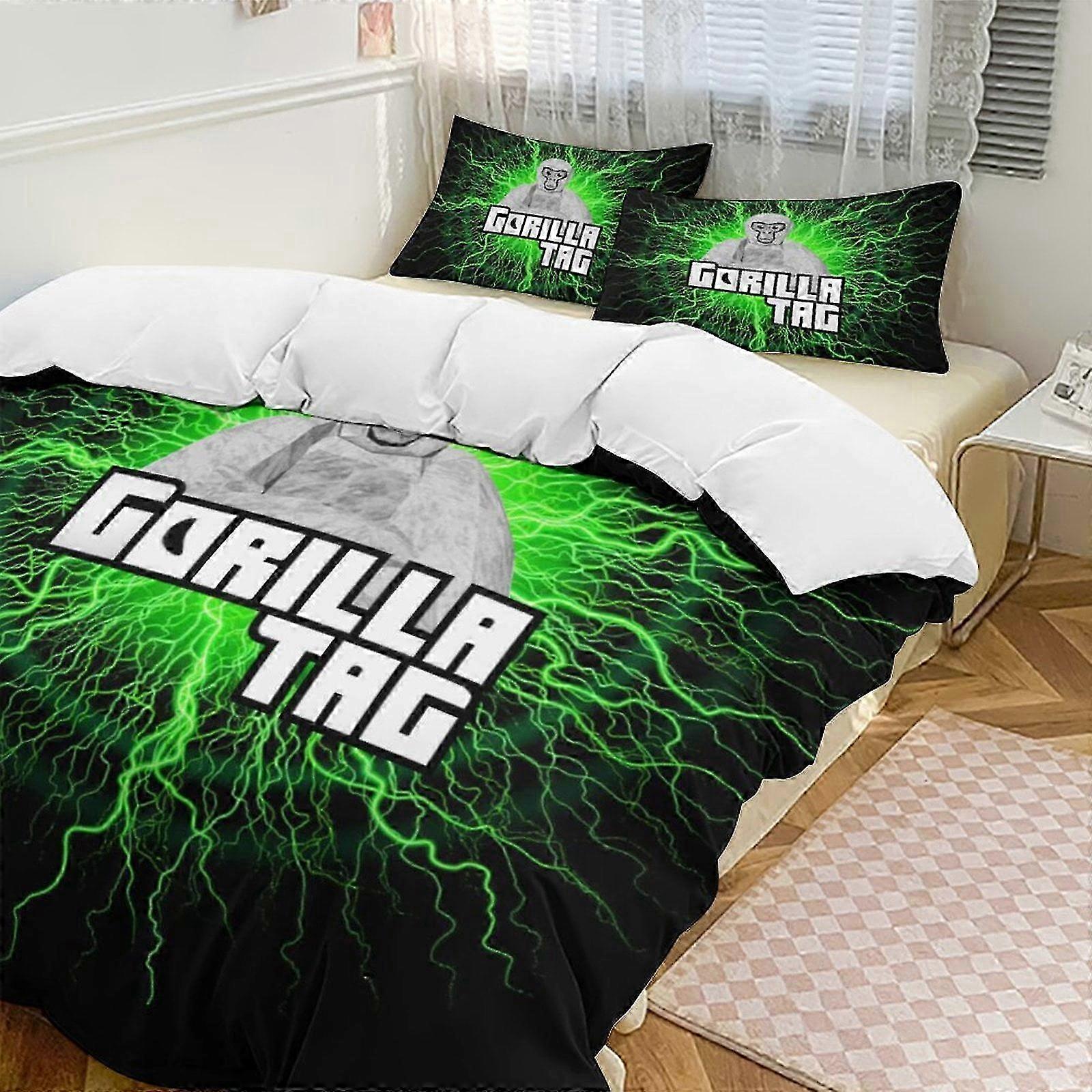o1062 Lakanat Game Gorilla Tag3-osainen vuodevaatteet Soft Wa ja mukava sänky Bed ee (1 pussilakana ja 2 tyynyliinaa) Lakanat fg1062