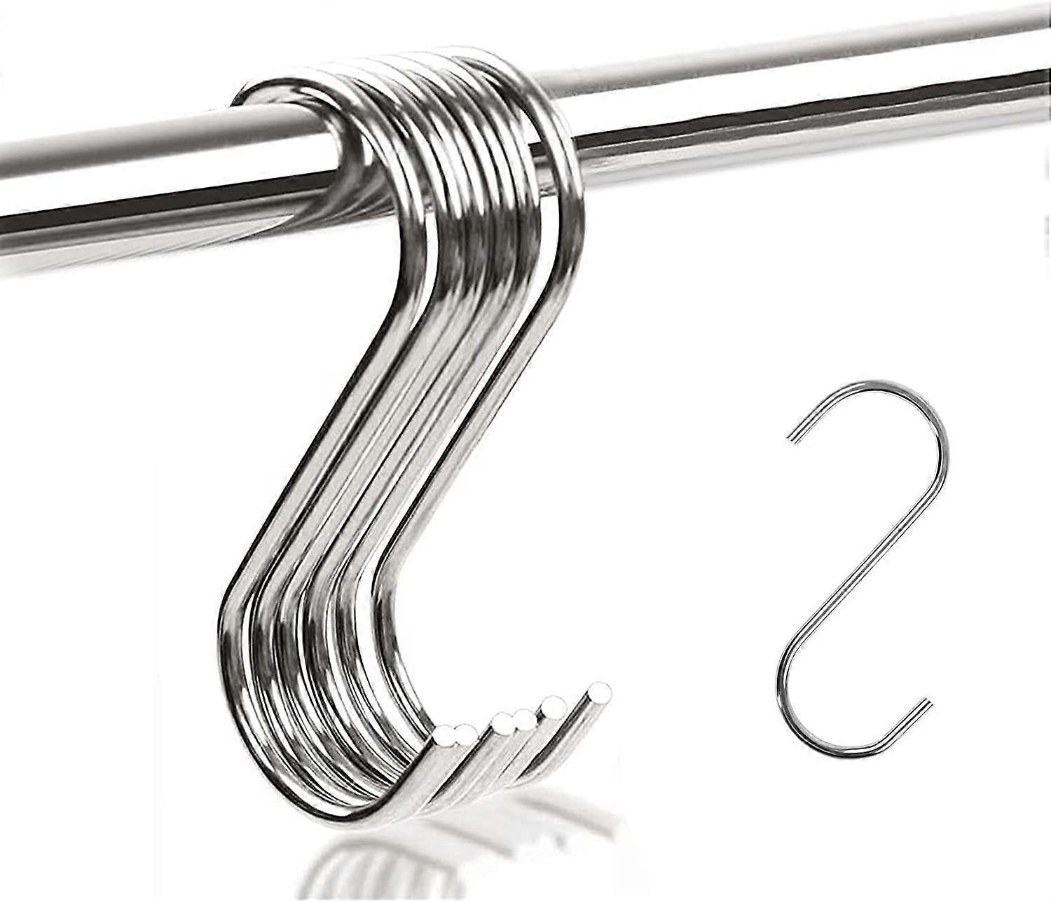 Dww-S-krokar [10 st], S-formade metallkrokar, multifunktionskrok, för kök, badrum, sovrum och kontor (silver)