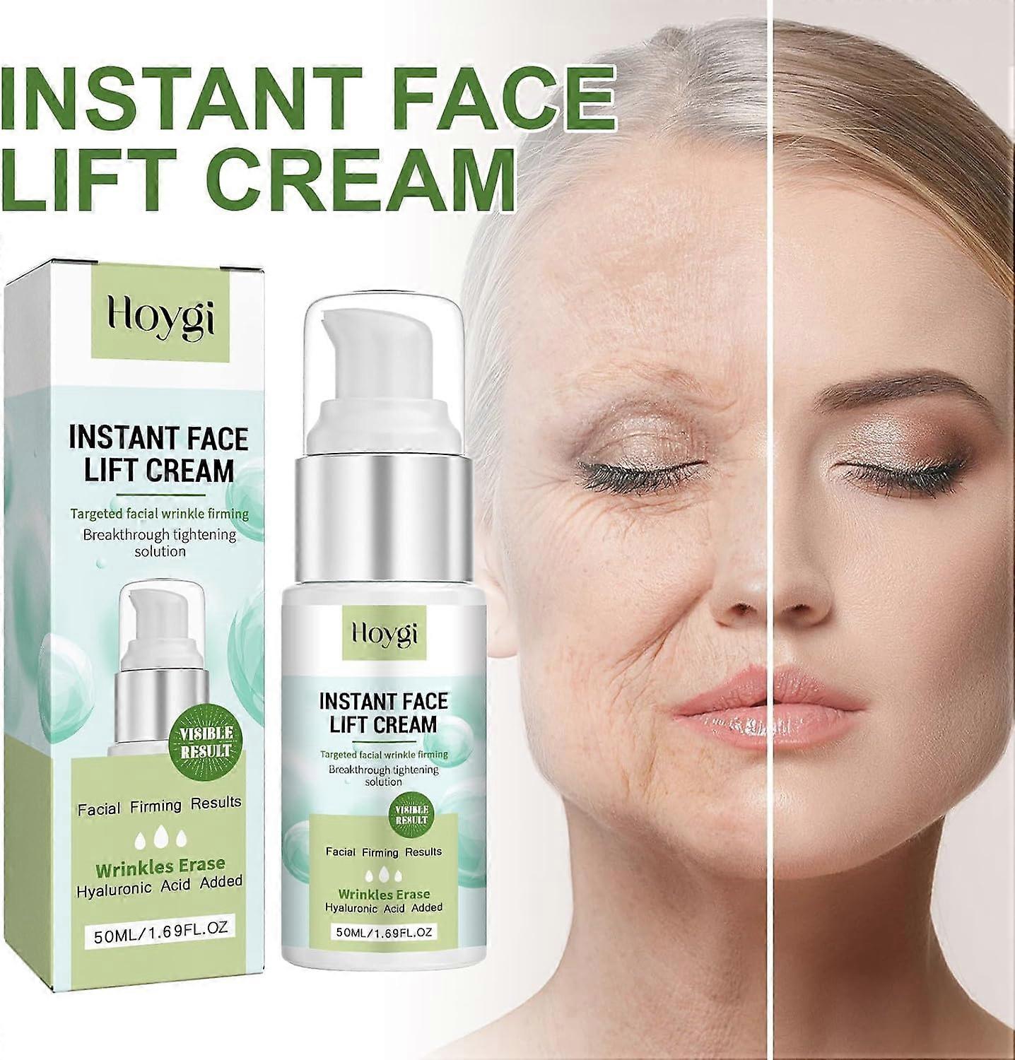 Instant Face Lift Cream, Facial Hyaluronic Acides Cream, Αντιγηραντικός Ορός Ανόρθωσης &Σύσφιξης Δέρματος για όλους τους τύπους δέρματος