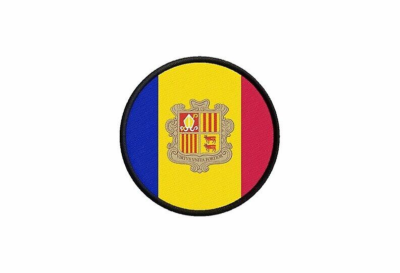 Andorra andorra flag patch with round iron-on round roundel badge