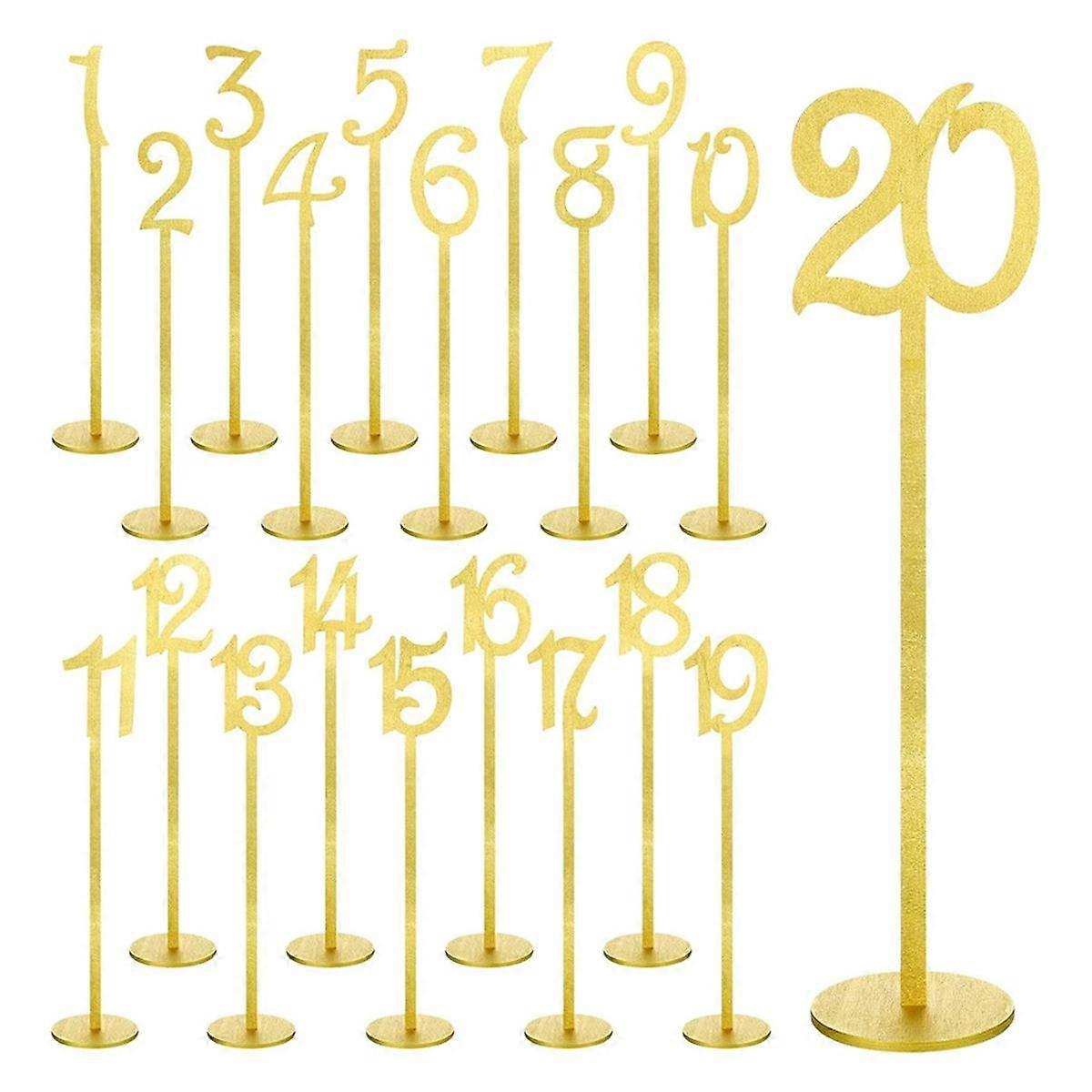 Lot de 20 numéros de table en bois pour mariage, pour réception de mariage, avec support