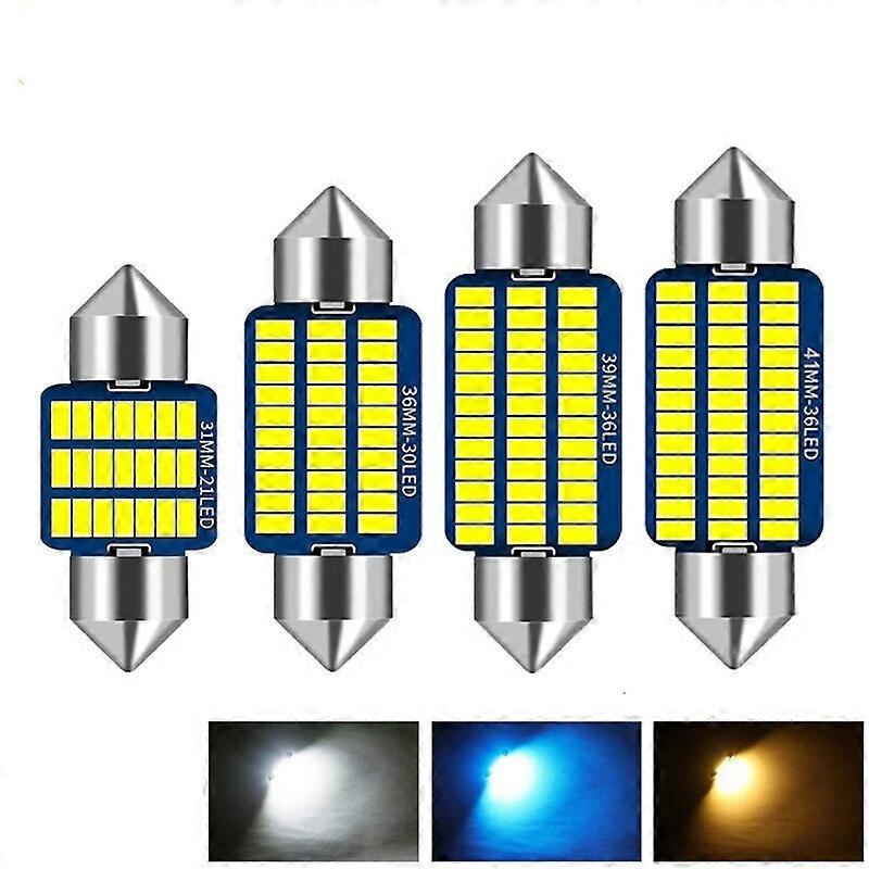 2pcs C5W C10W Car LED Dome Light 31mm 36mm 39mm 41 12V White Ice Blue Bulbs For Cars License Plate Interior Reading Light