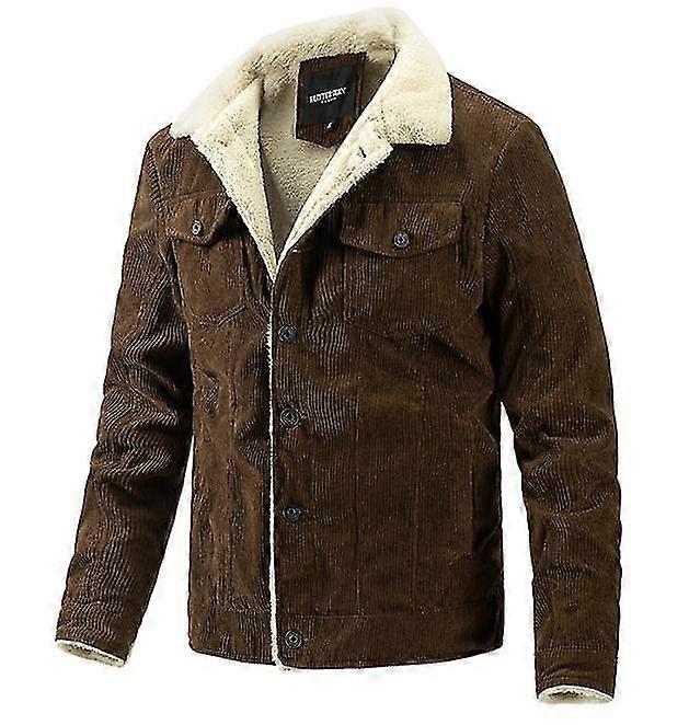 Menn Corduroy Sherpa Foret Trucker Jacket Varm Vinter Coats