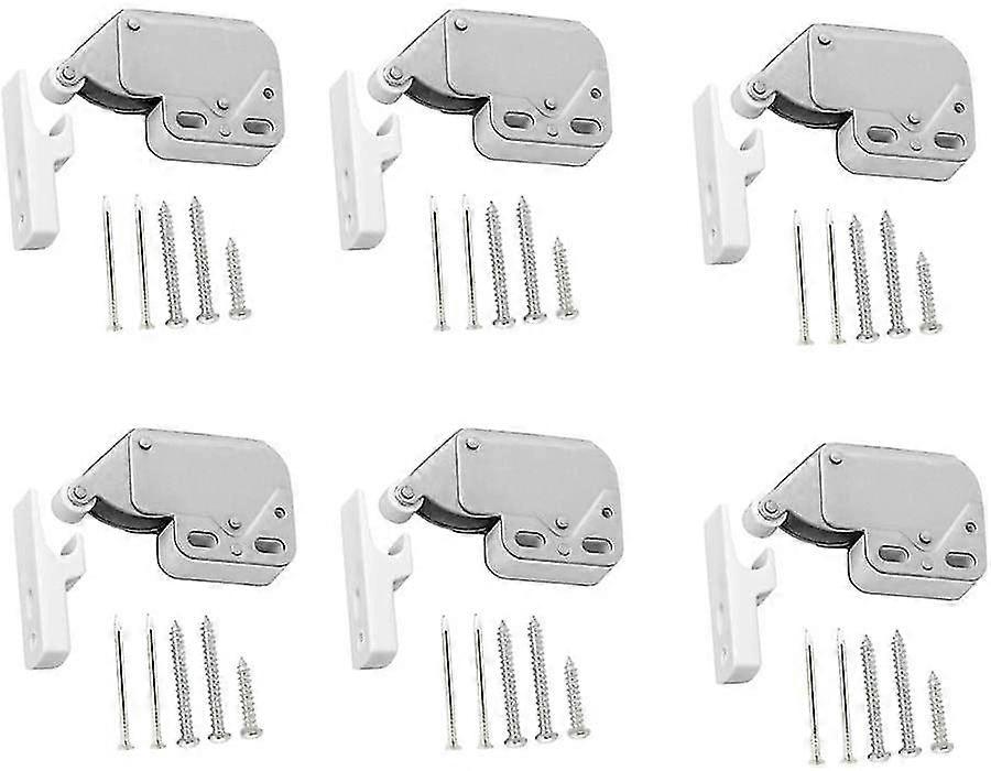 6pcs Cabinet Door Spring Latch, Spring Latch Door Catch Mini Latch With Retainer Plate, Automatic For Hinged Closet Doors With Screws
