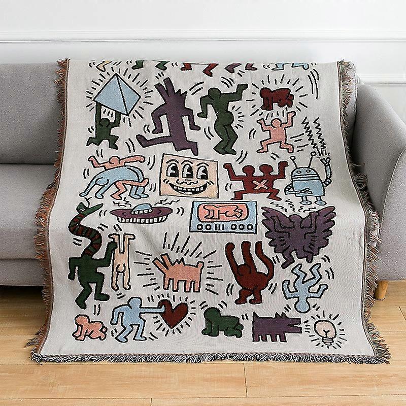 Keith Knitted Blanket Messy Puzzle Throw Blanket Sofa Cover Chic Cobertor Home Decor Tassle Tapestry Bedspread Carpet Blanket
