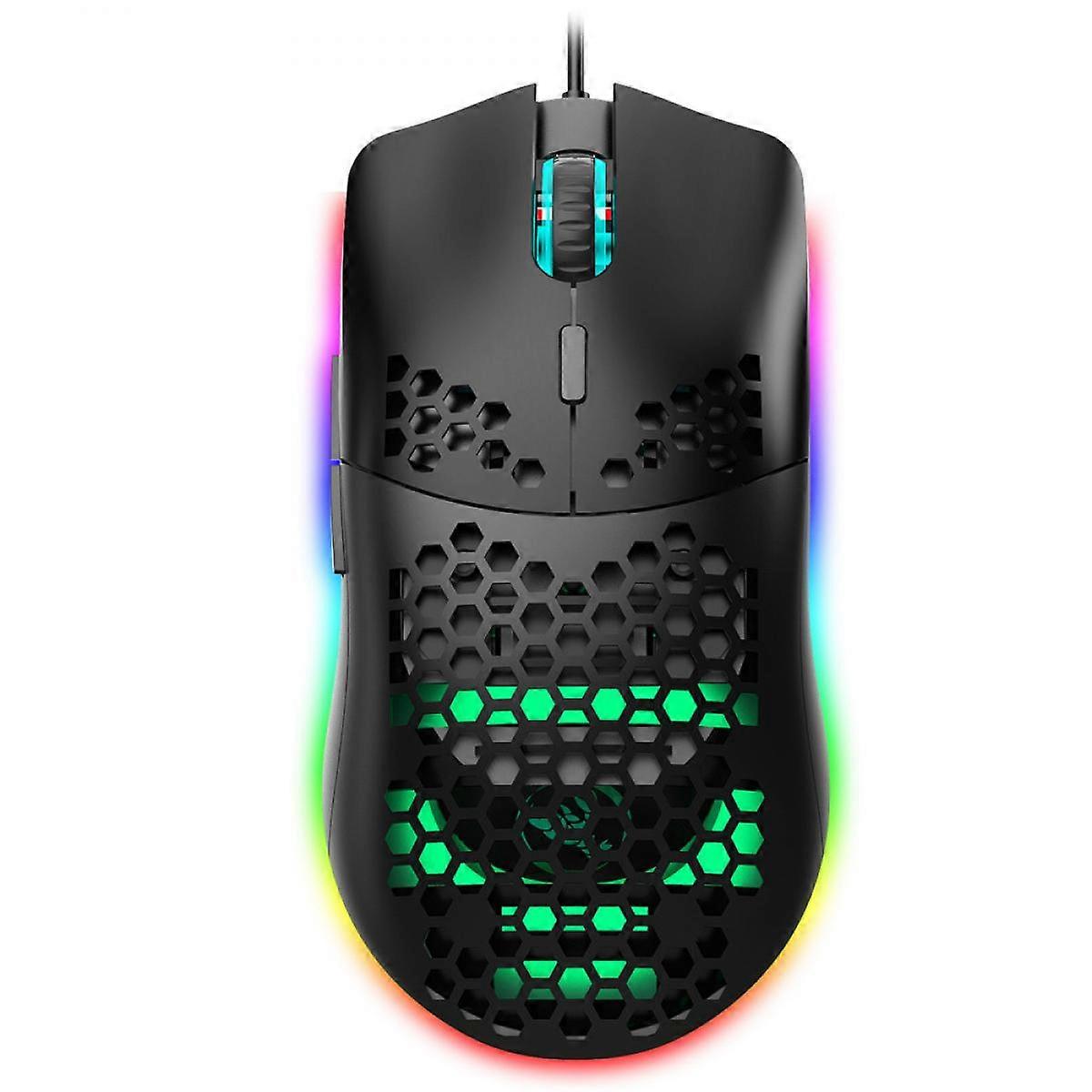 Wired Mouse RGB Lighting Support Lights Off 6 Buttons for PC Wired USB Mouse, Ultra Light Cellular Computer Mouse, Gaming Mouse with 6 Function Button
