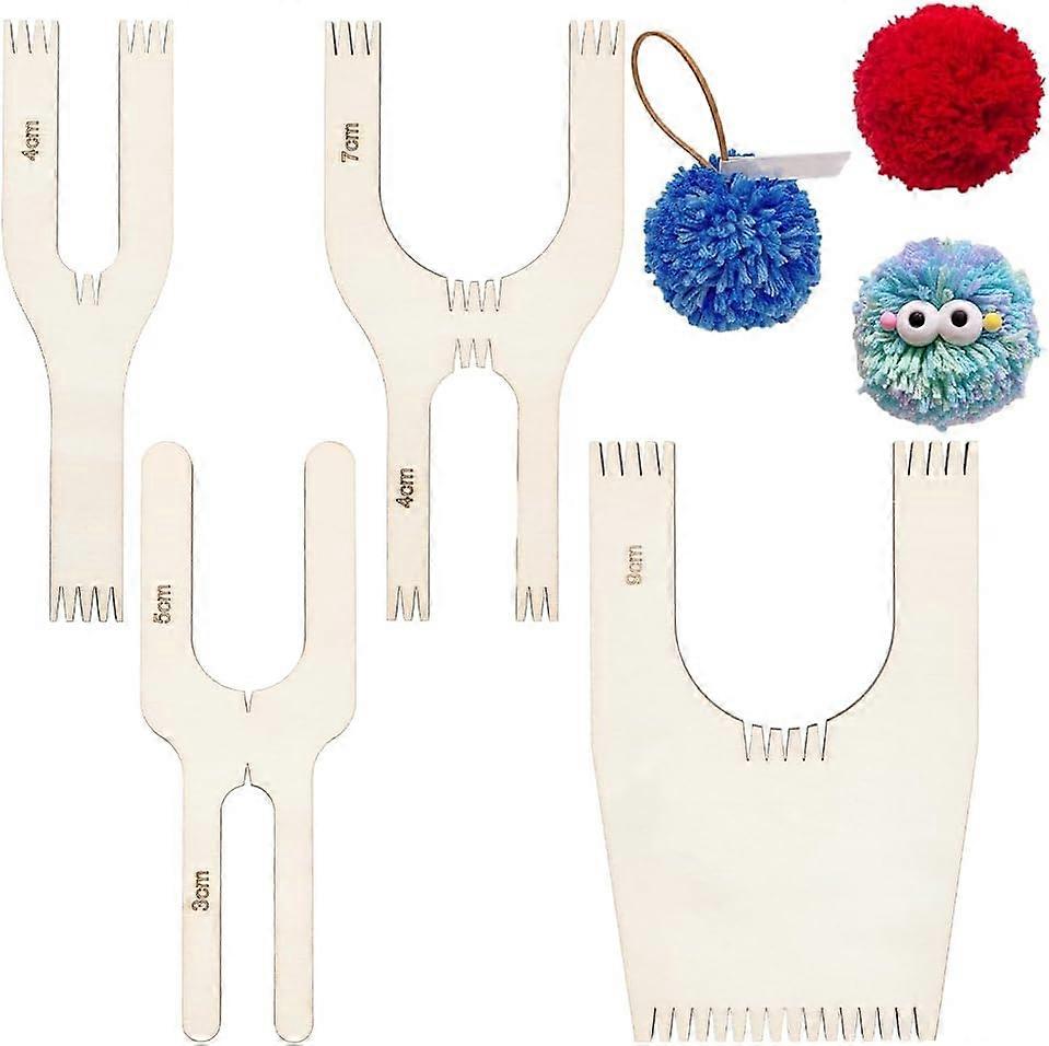 1 Set Wooden Knitting Fork for Hand Loom and Crafts BurlyWood 140x51~89.5x7.5mm 4pcs/set