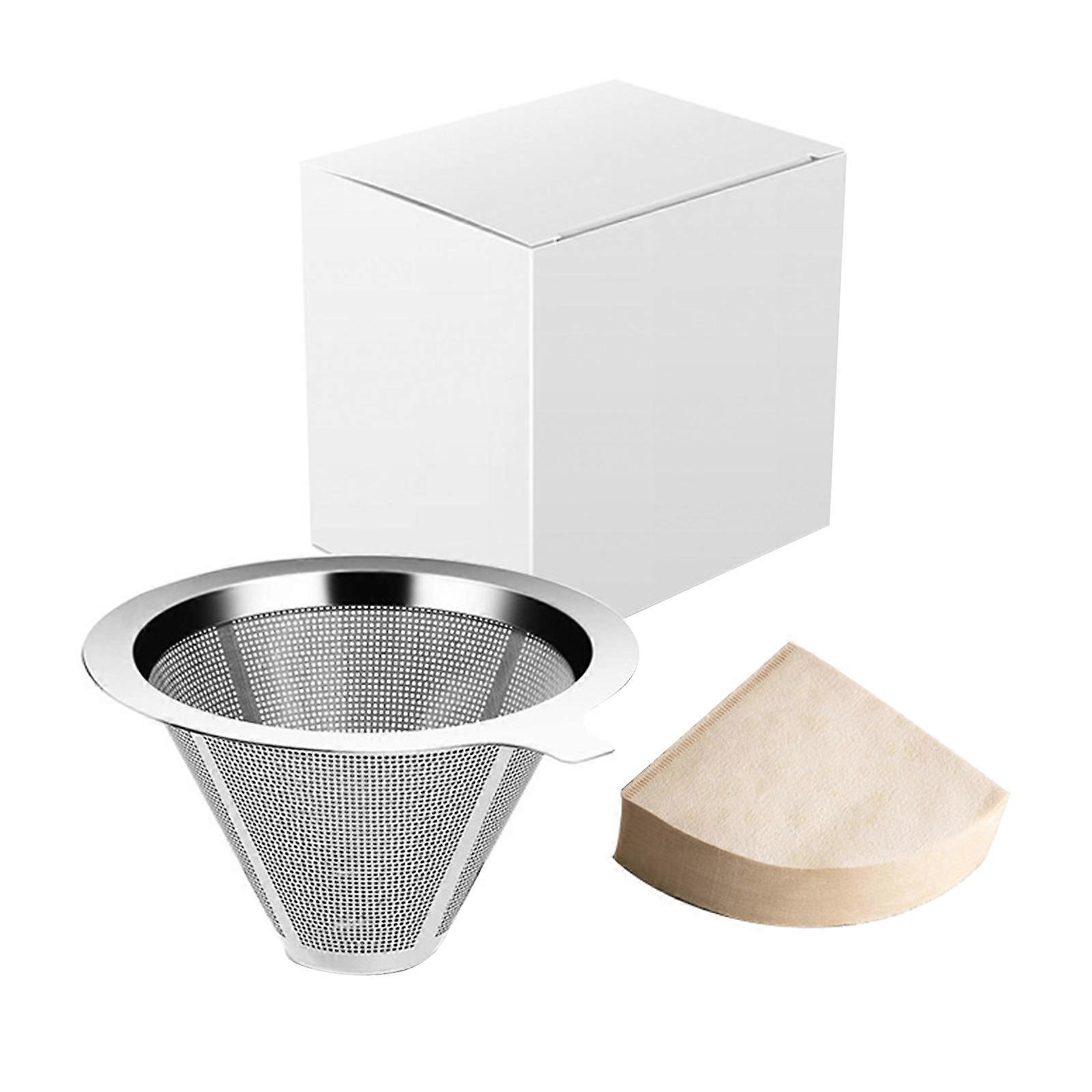 Coffee Strainer Coffee Filter Cup Stainless Steel Material with 40 Filter Papers