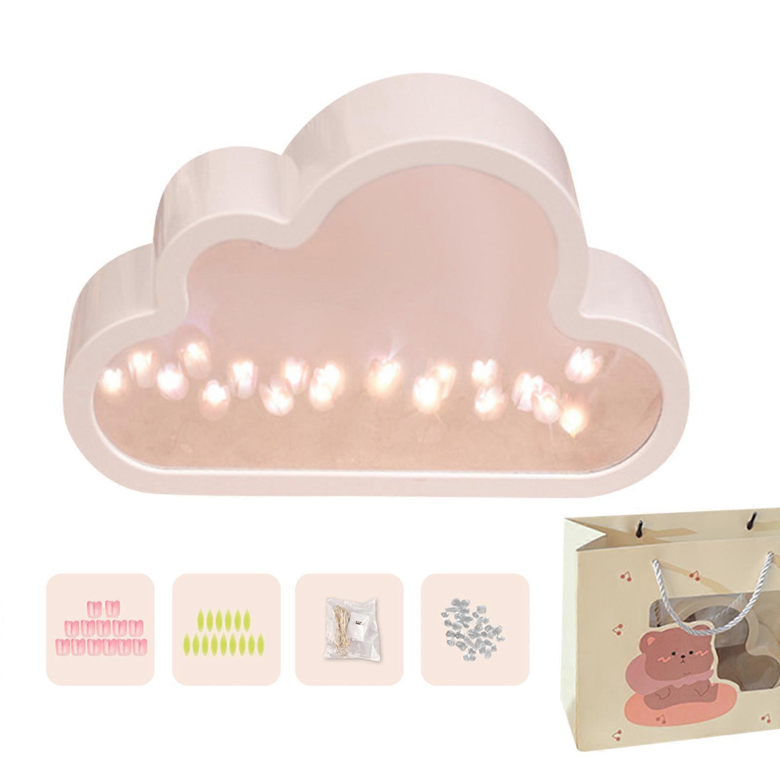 Nuvem espelho tulipa lâmpada, artesanato DIY tulipas espelho luz noturna para sua mãe namorada irmã