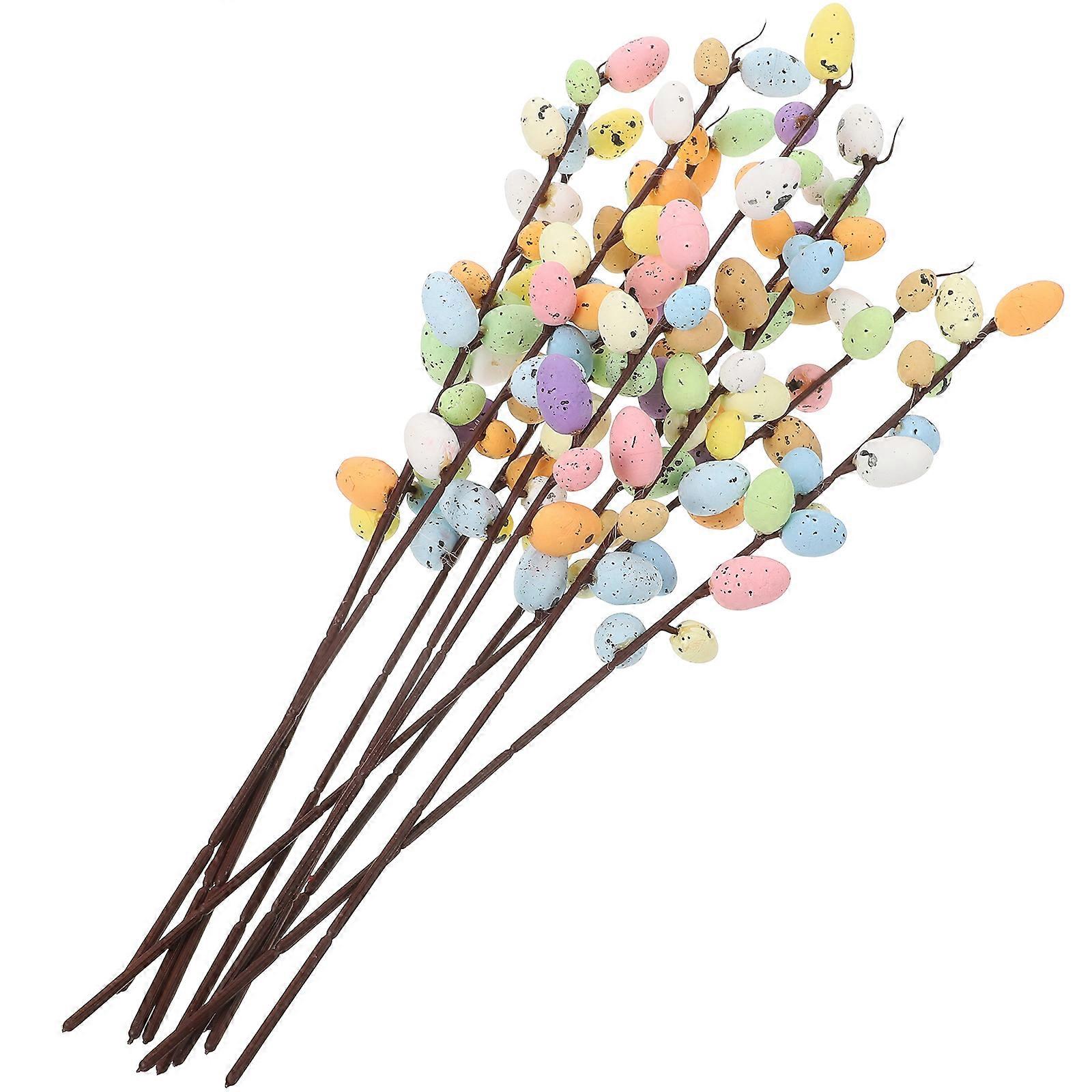 10pcs Easter Egg Branches Artificial Easter Egg Picks Easter Egg Twig Stems for Floral Arrangement