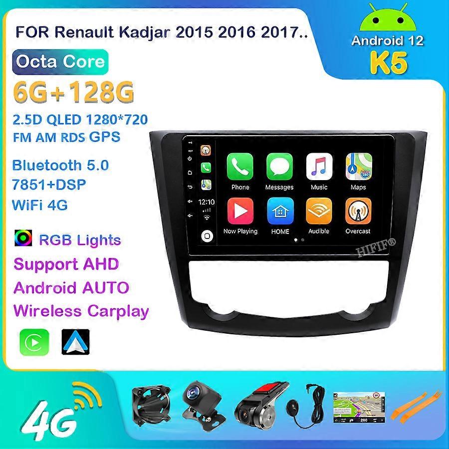 For Renault Kadjar 2015 2016 2017 Car Radio Multimedia Video Player Navigation stereo GPS Android 12 No 2din 2 din DVD