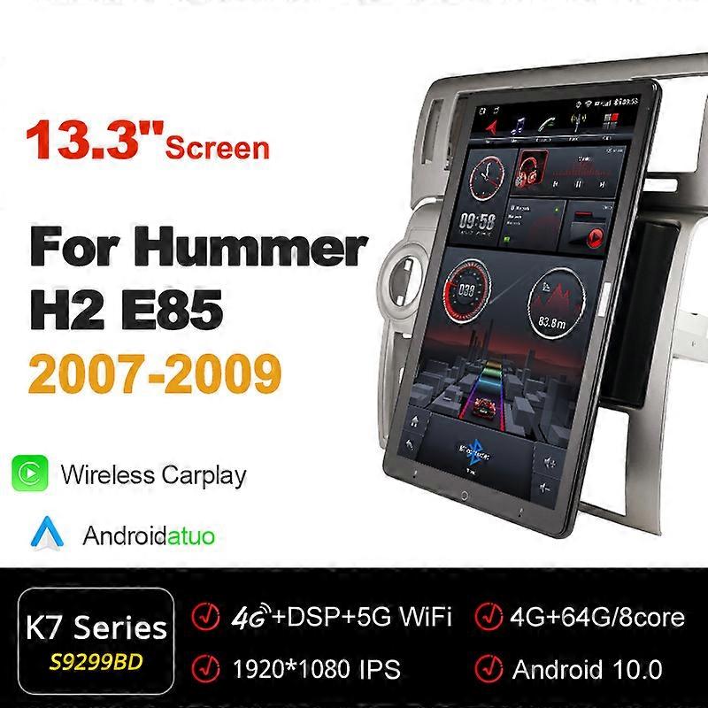 1920 * 1080 Nano IPS DSP Android10.0 pour Hummer H2 E85 2007-2009 Autoradio Vidéo Audio 13.3 '' IPS Rotatif 6G 128G Style Tesla