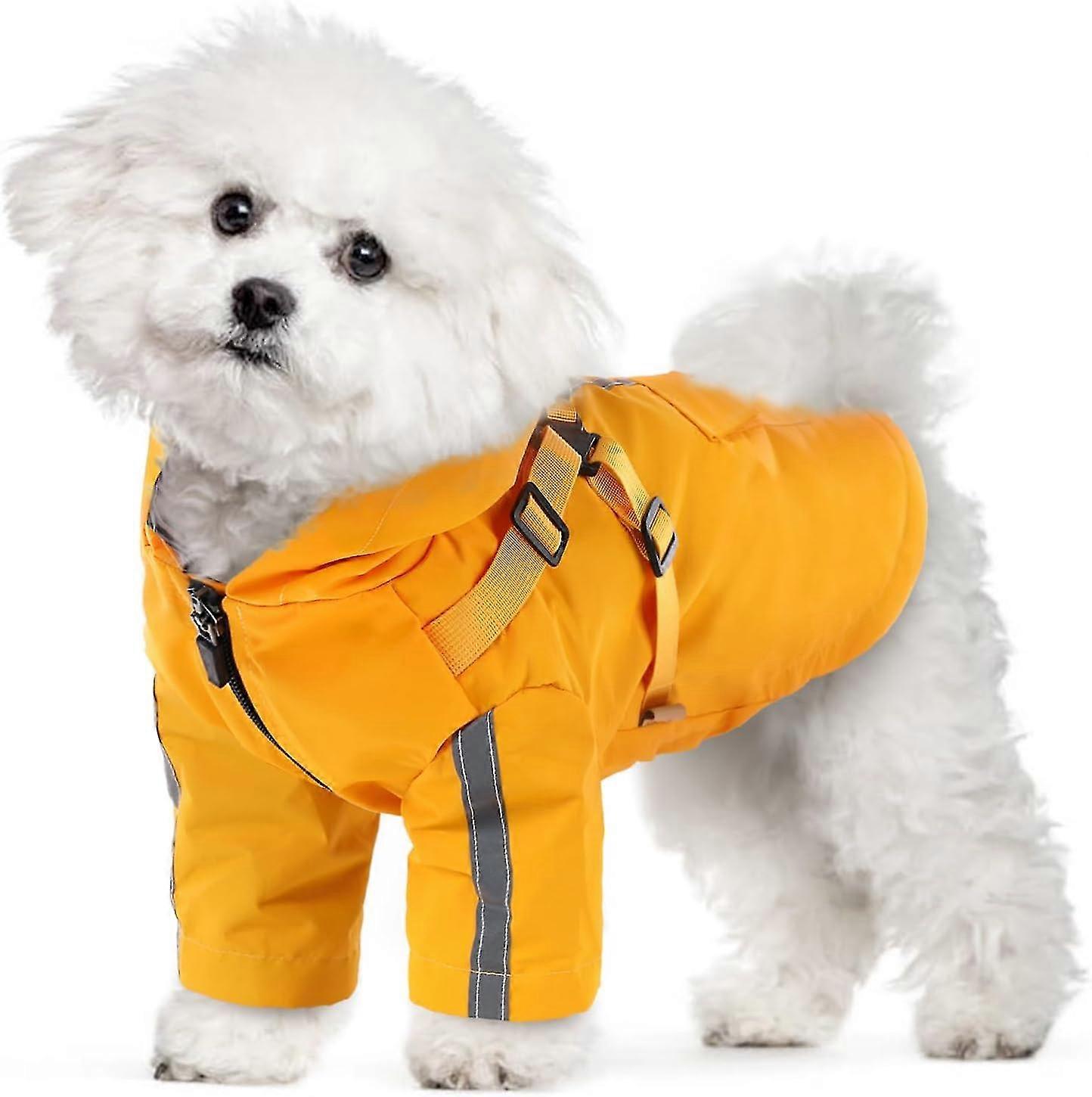 Dog Raincoat, Dog Rain Jacket With Hood And Harness, Waterproof With Reflective Strips, Dog Rain Jacket, For Small And Medium Dogs