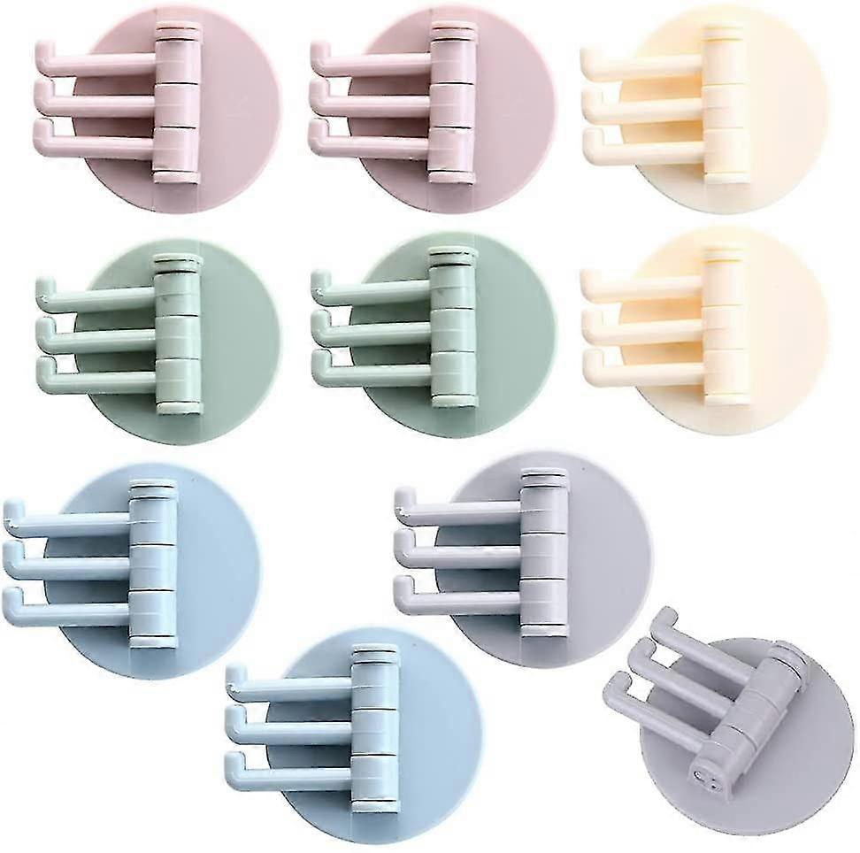 10 Pieces Rotating Self-adhesive Hook, Rotating Storage Hook, Nail-free Rotating