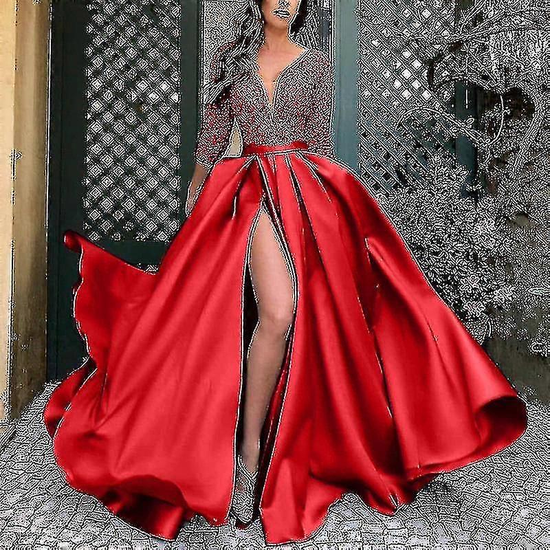 Lace Big Swing Long Dress Tail Banquet Evening Dress Women"s Clothing A