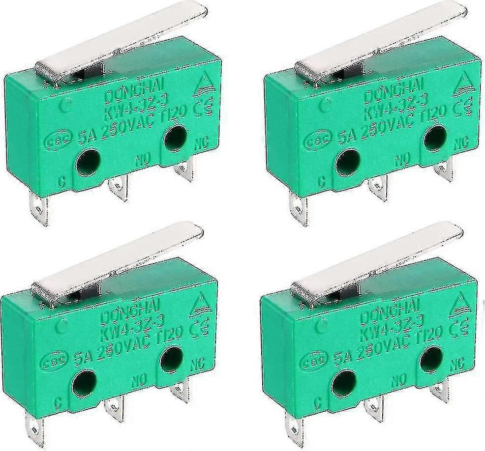 Kw4-3z-3 Mikro-Endschalter, SPDT, NO, NC, 3 Anschlüsse, Momentan, kurzer, gerader Hebeltyp, grün (grün) (4 Stück)
