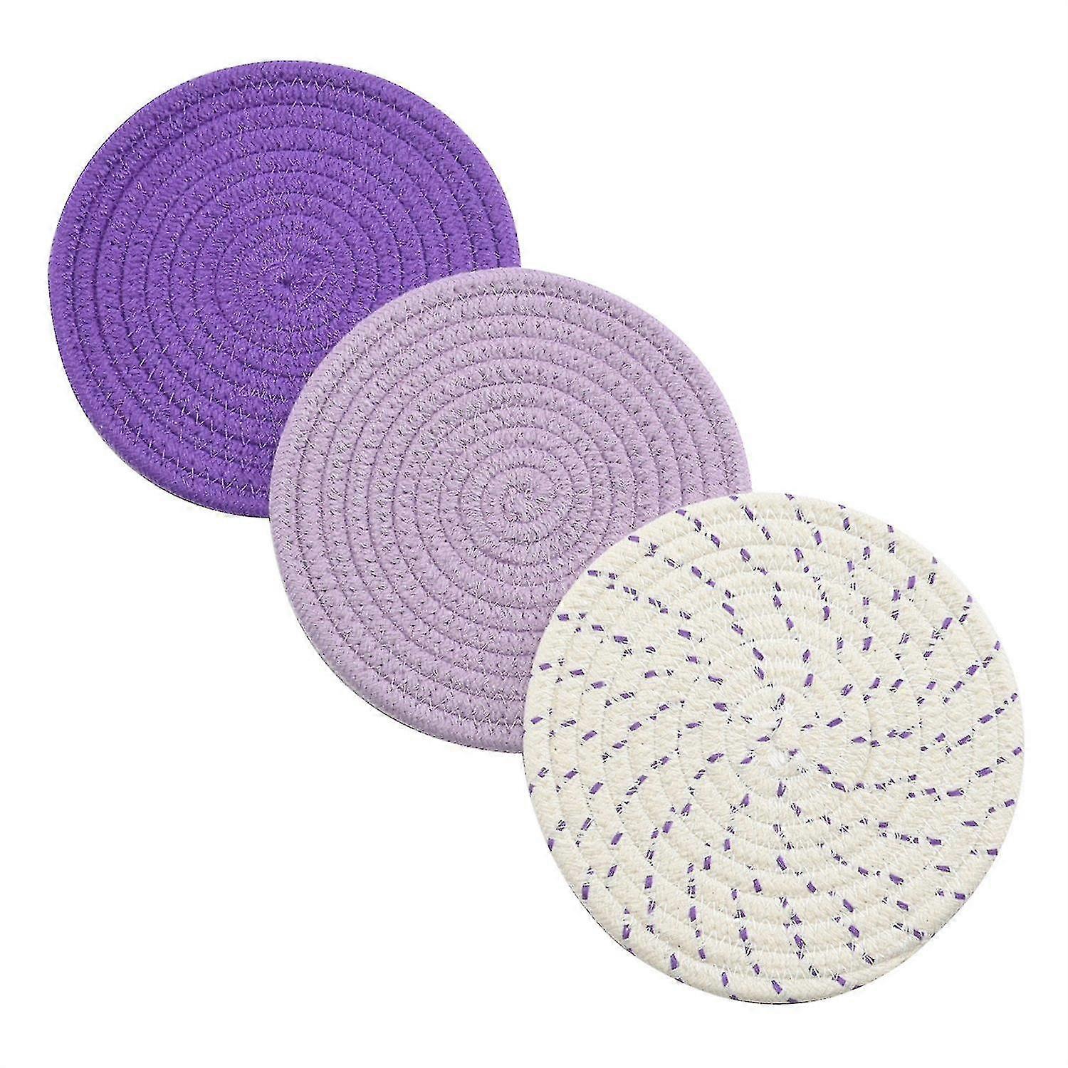 Set Of 3 Trivets Pure Cotton Thread Weave For Cooking Baking