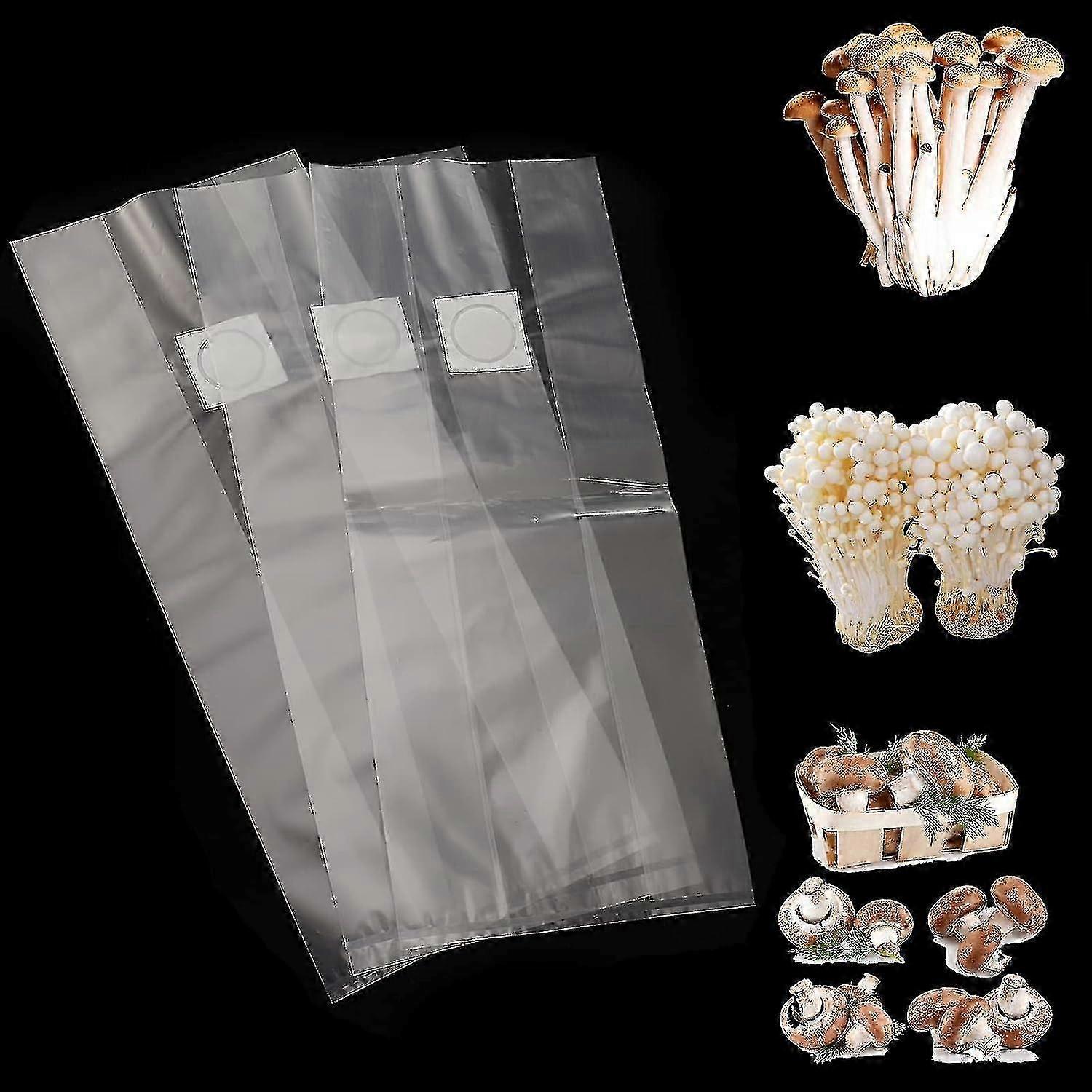 50 pièces 25 x 50 cm Sacs de culture de champignons, sac de culture de frai de champignons Sacs durables avec filtre, résistant à la déchirure et solide pour les champignons Grains de champignons (3