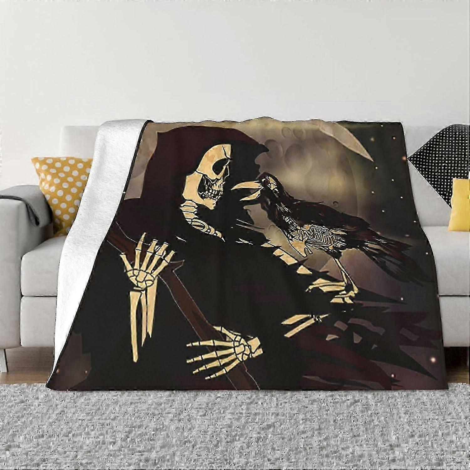 t1751 Cobertor Flanela Cobertor de Lã Cobertor Ceifador Com Corvo Cobertores de Calor Colcha Para Quarto Cobertor de Sofá de Viagem bn1751